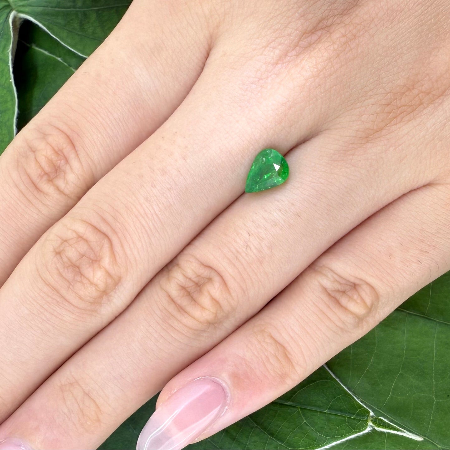 Natural Vibrant Green Tsavorite gemstone, pear cut