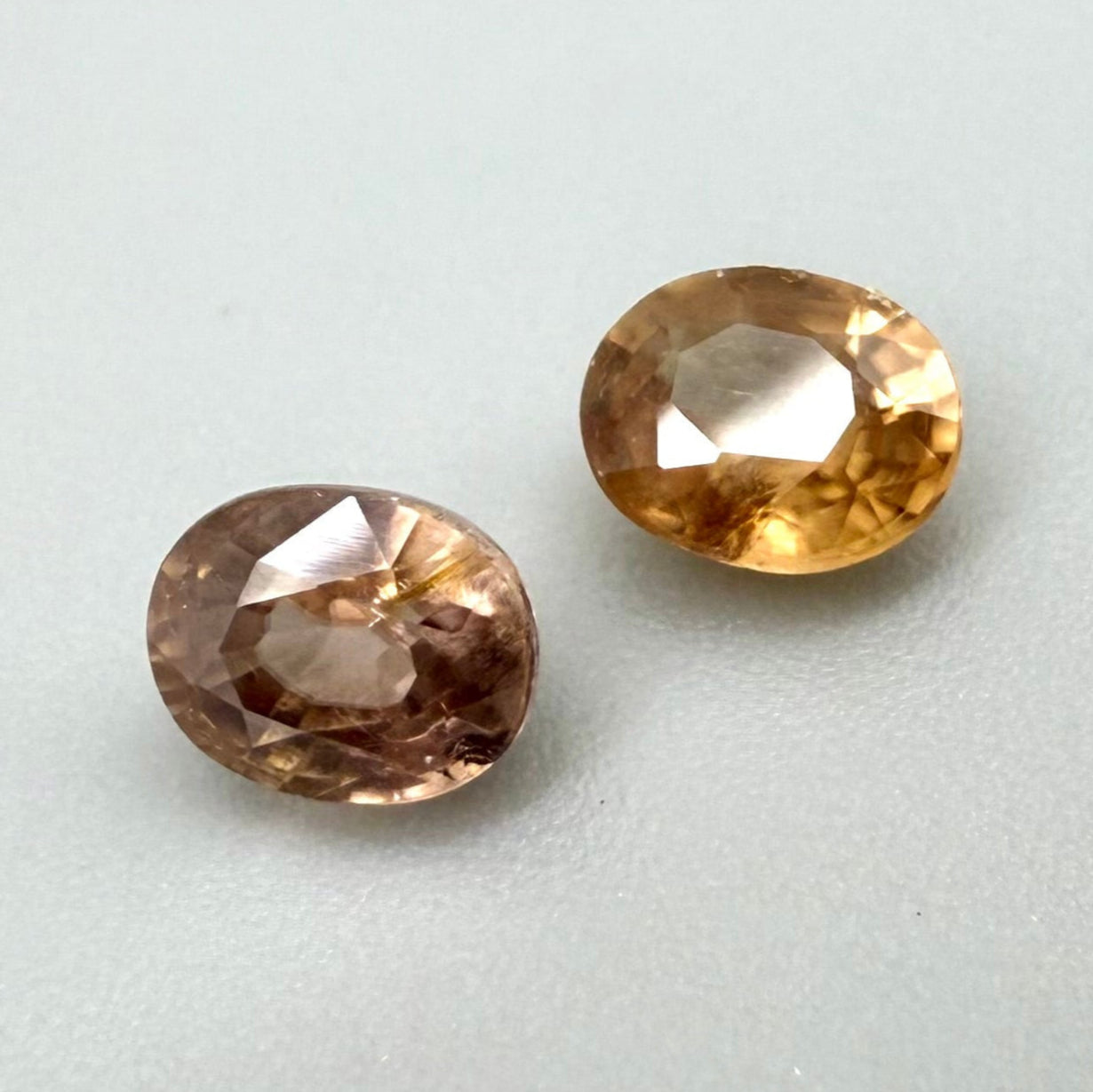 Peach-Pink Zircon Set Oval 1.47 Ct