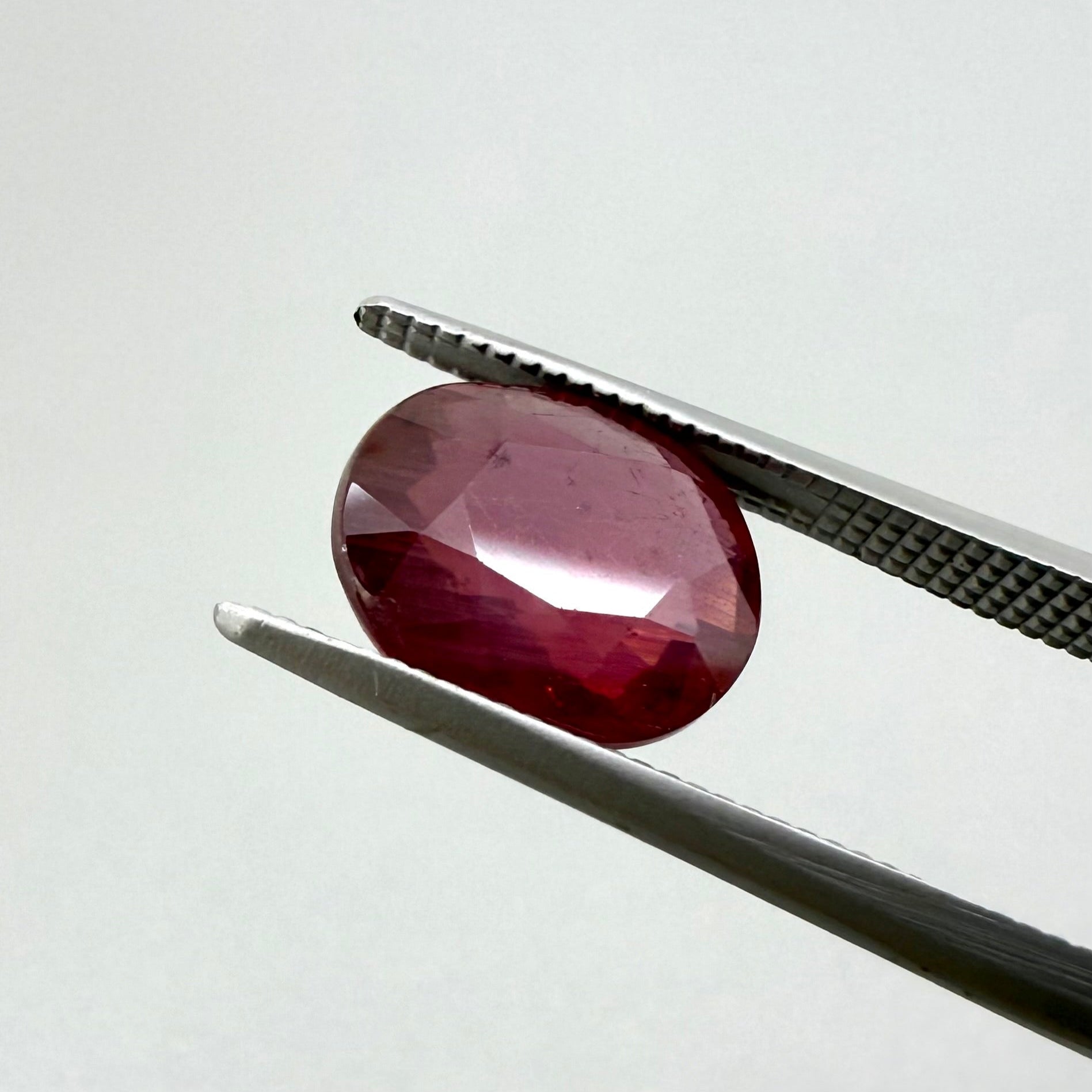 Natural Pinkish Red Ruby gemstone, oval cut