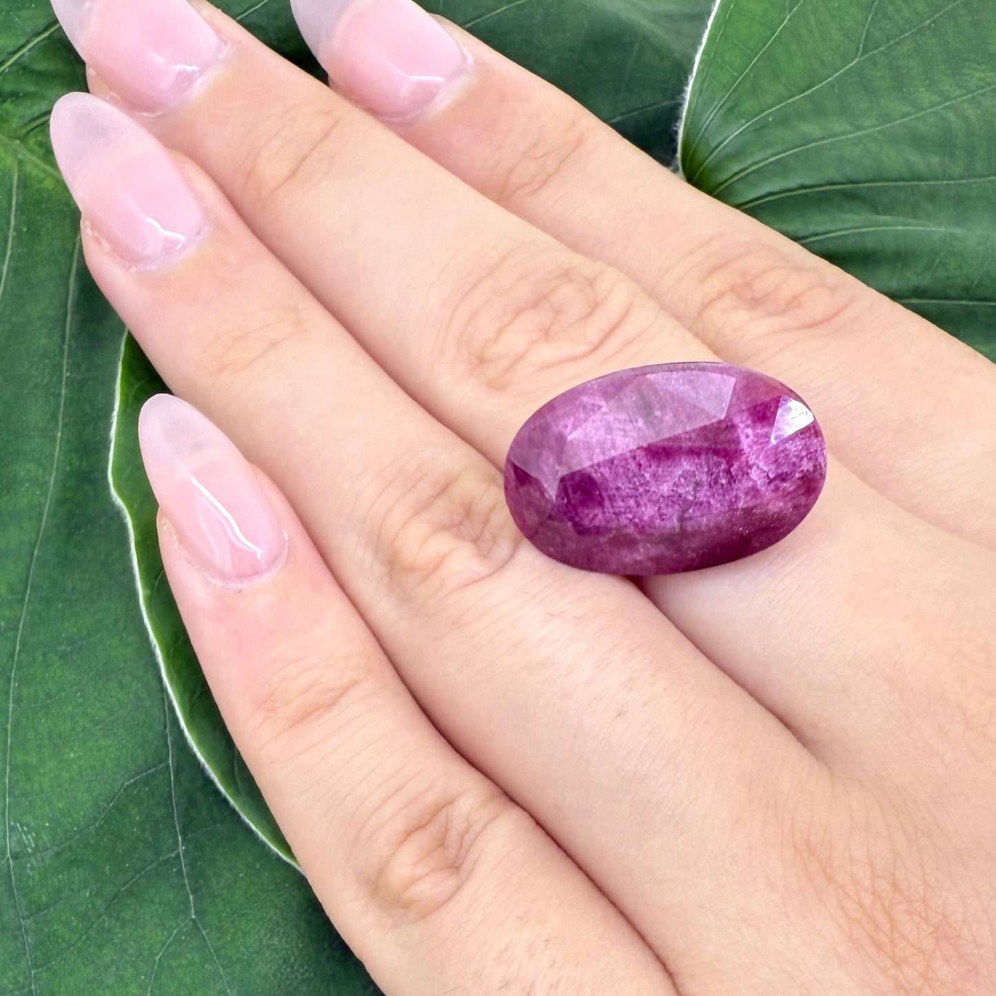 Natural Bordeaux Red Ruby gemstone, opaque, oval cut