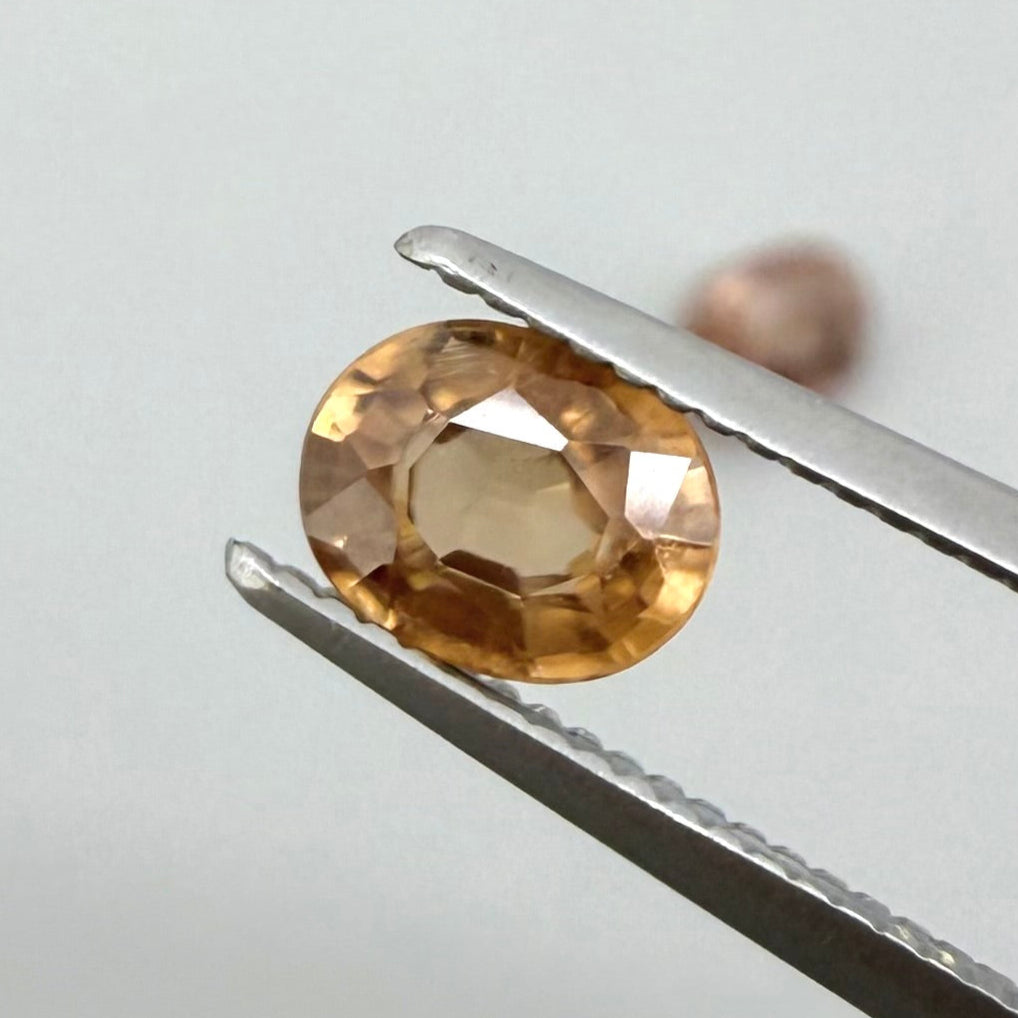 Peach-Pink Zircon Set Oval 1.47 Ct