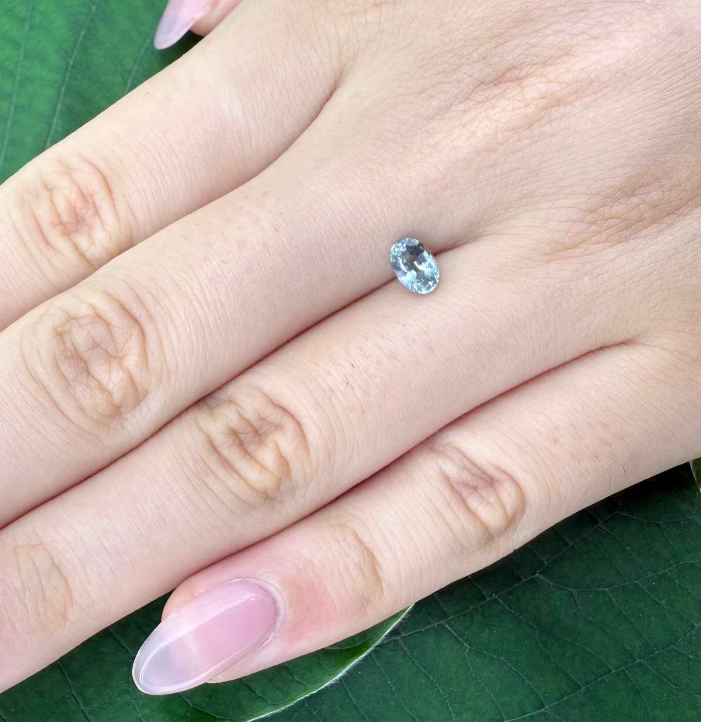 Pastel Turquoise Sapphire Oval 0.7 Ct
