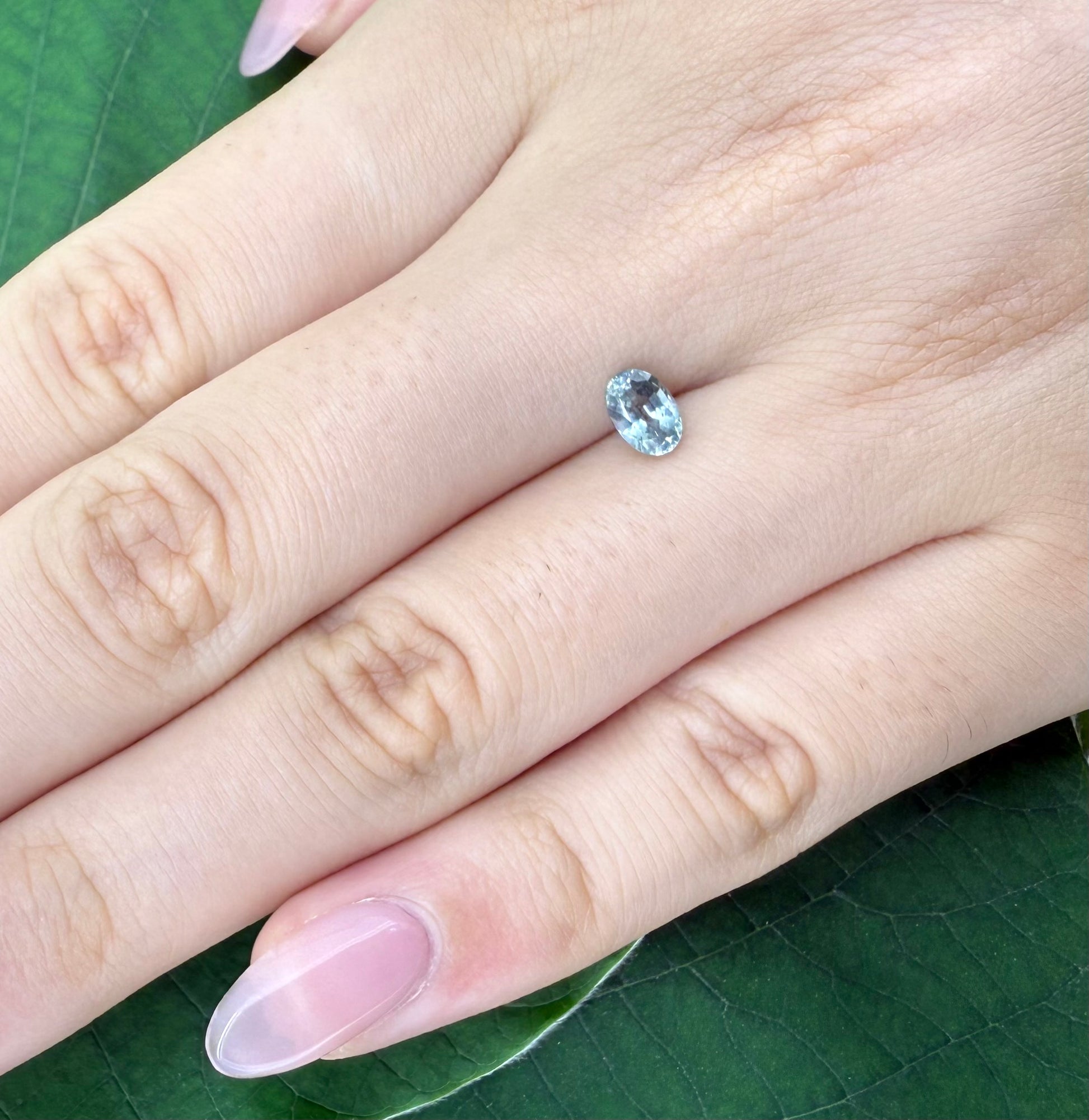 Natural Pastel Turquoise Sapphire gemstone, oval cut