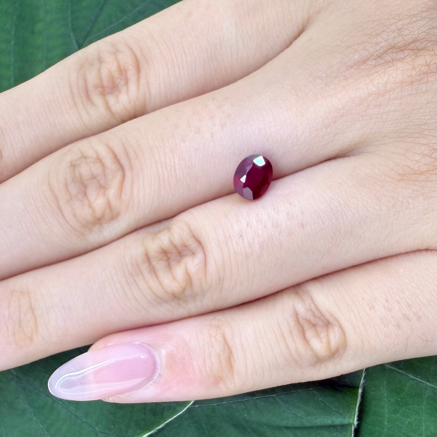 Natural Purplish Red Ruby gemstone, oval cut