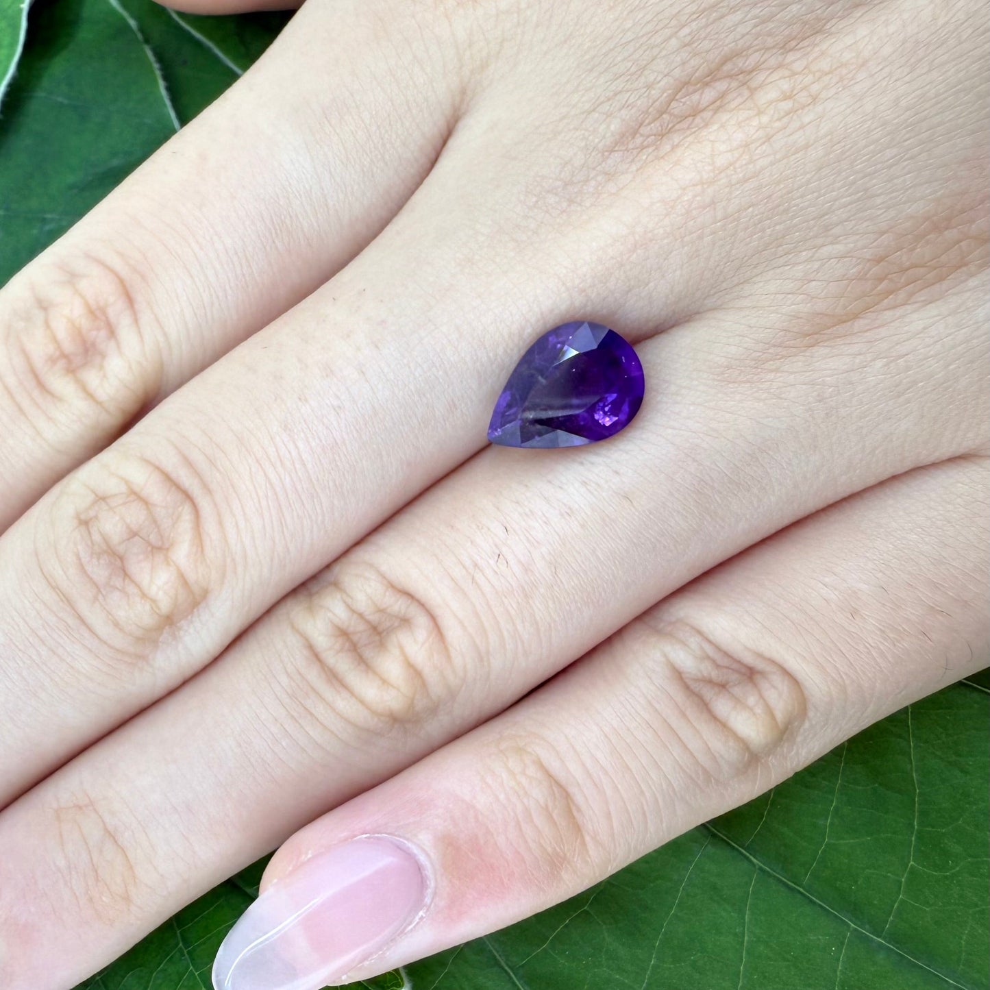 Natural Purple White Amethyst gemstone, pear cut