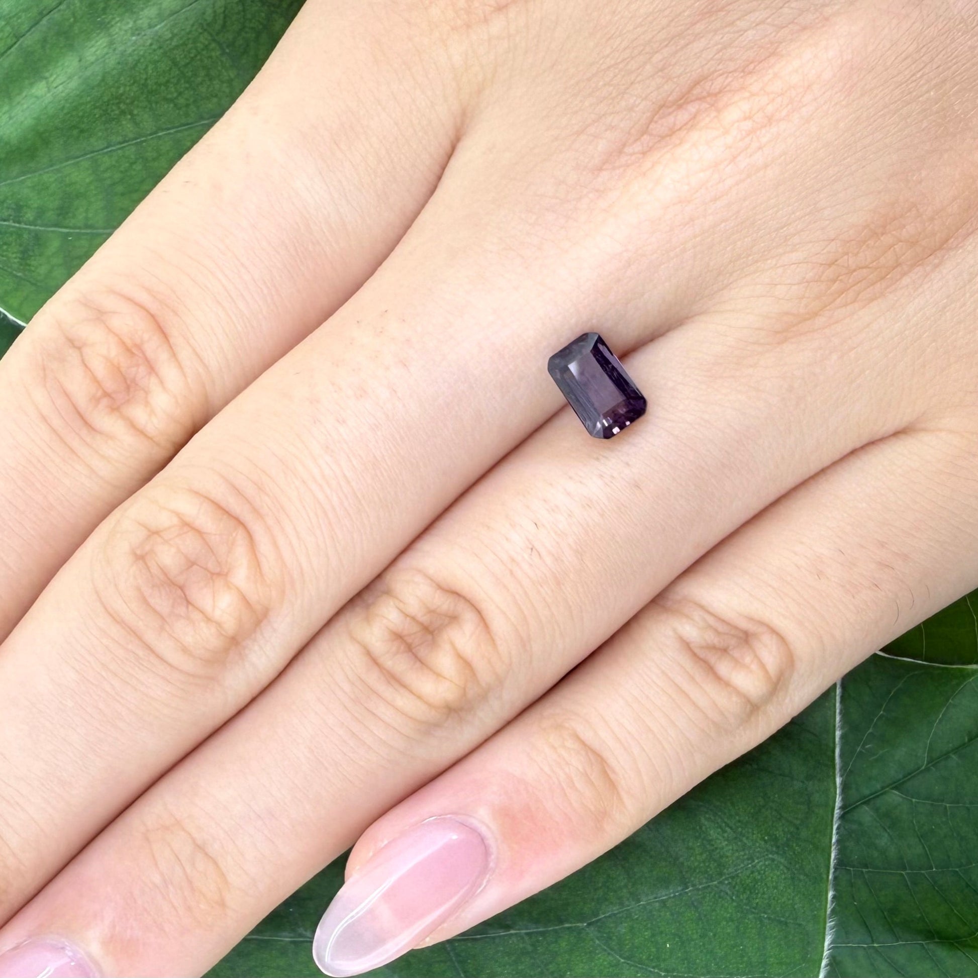 Natural Pale Purple Spinel gemstone, emerald cut