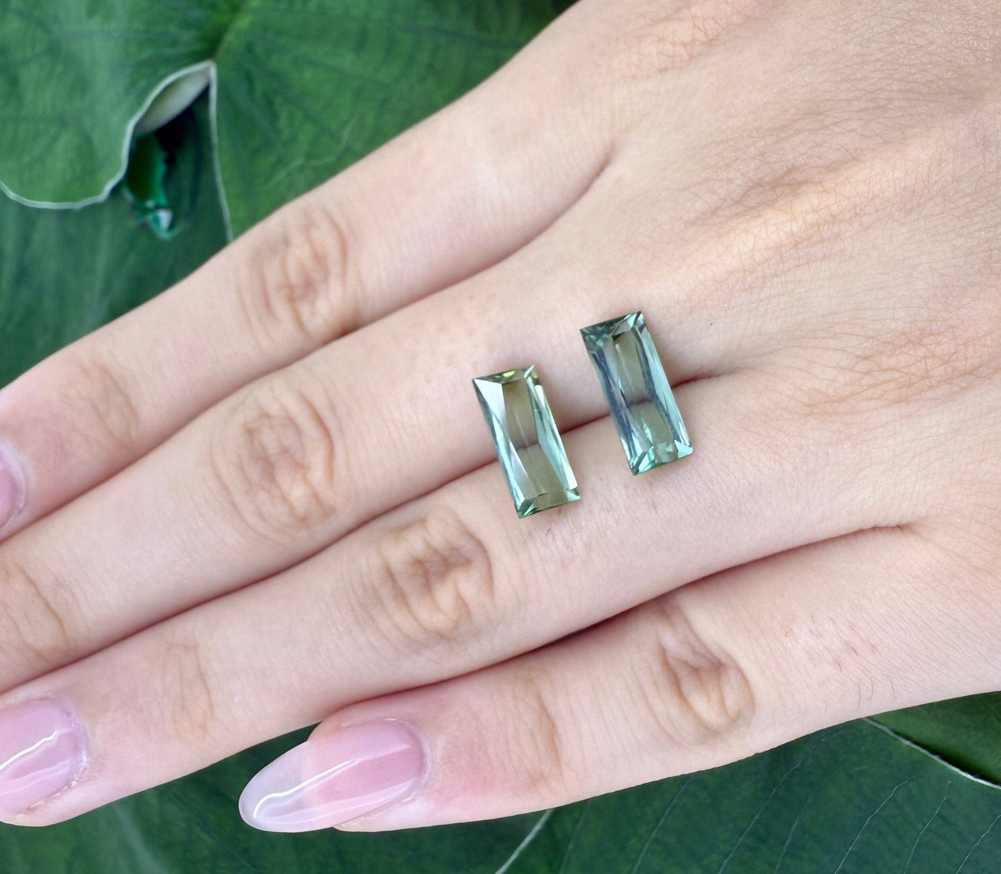 Green Hues Tourmaline Set Radiant 5.77 Ct
