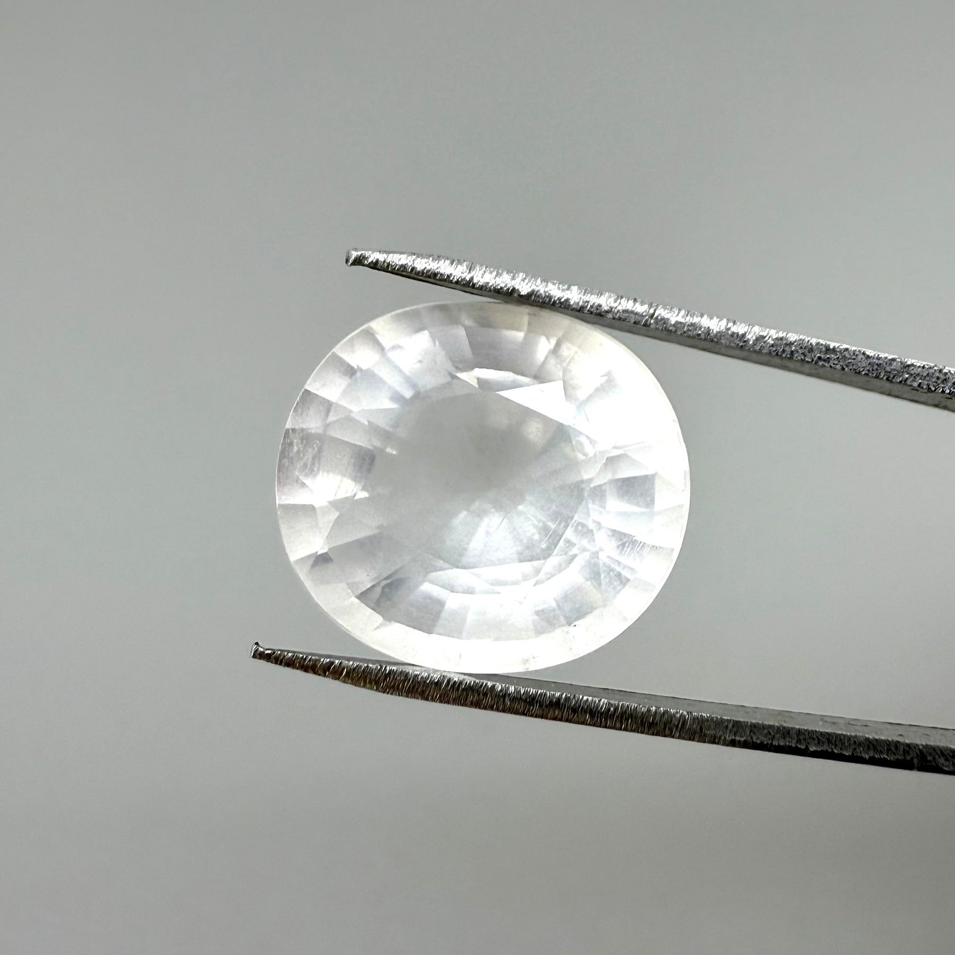 Natural Milky White Quartz gemstone, oval cut