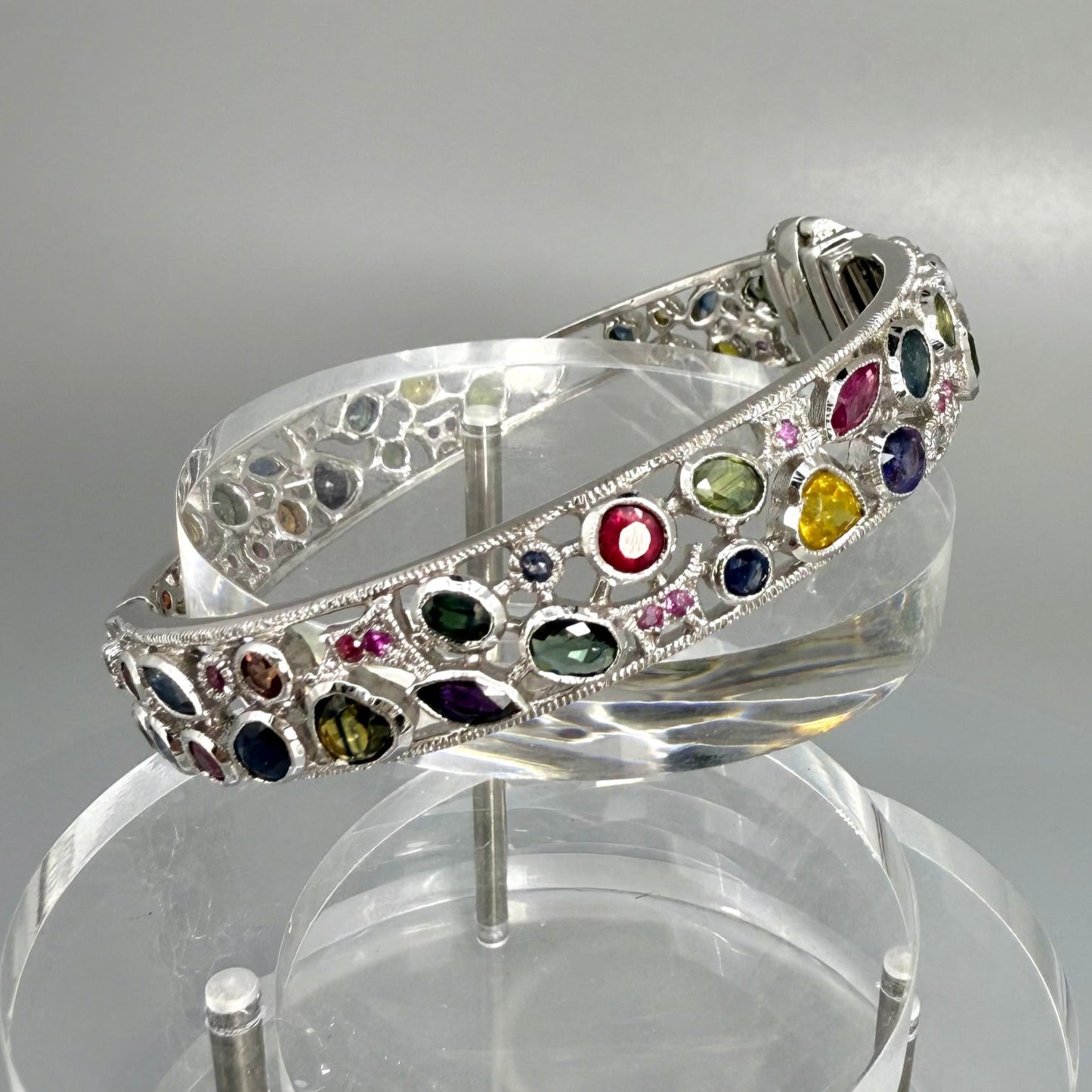 Silver Bracelet Sapphire white gold plated