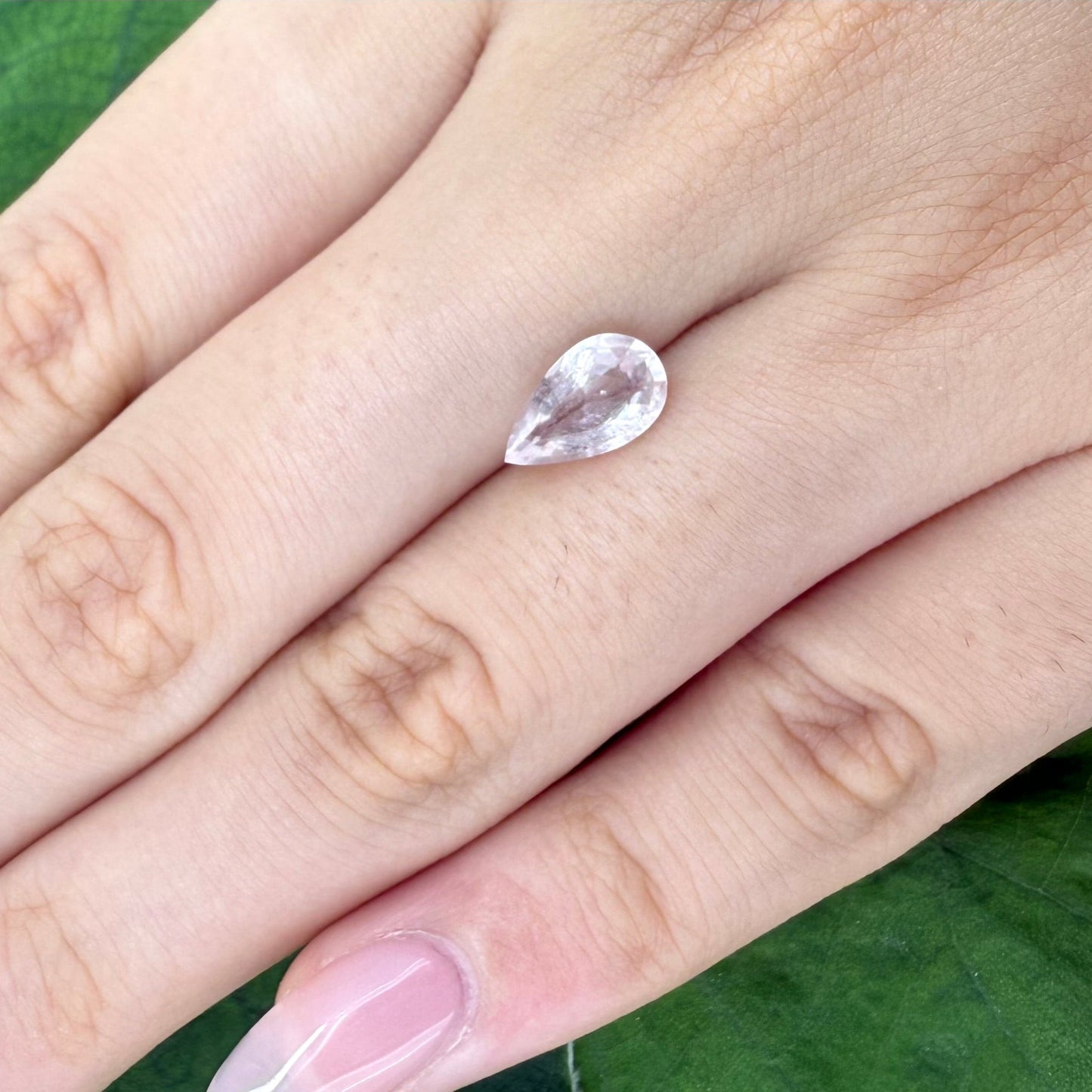 Natural Pale Pink Morganite gemstone, pear cut