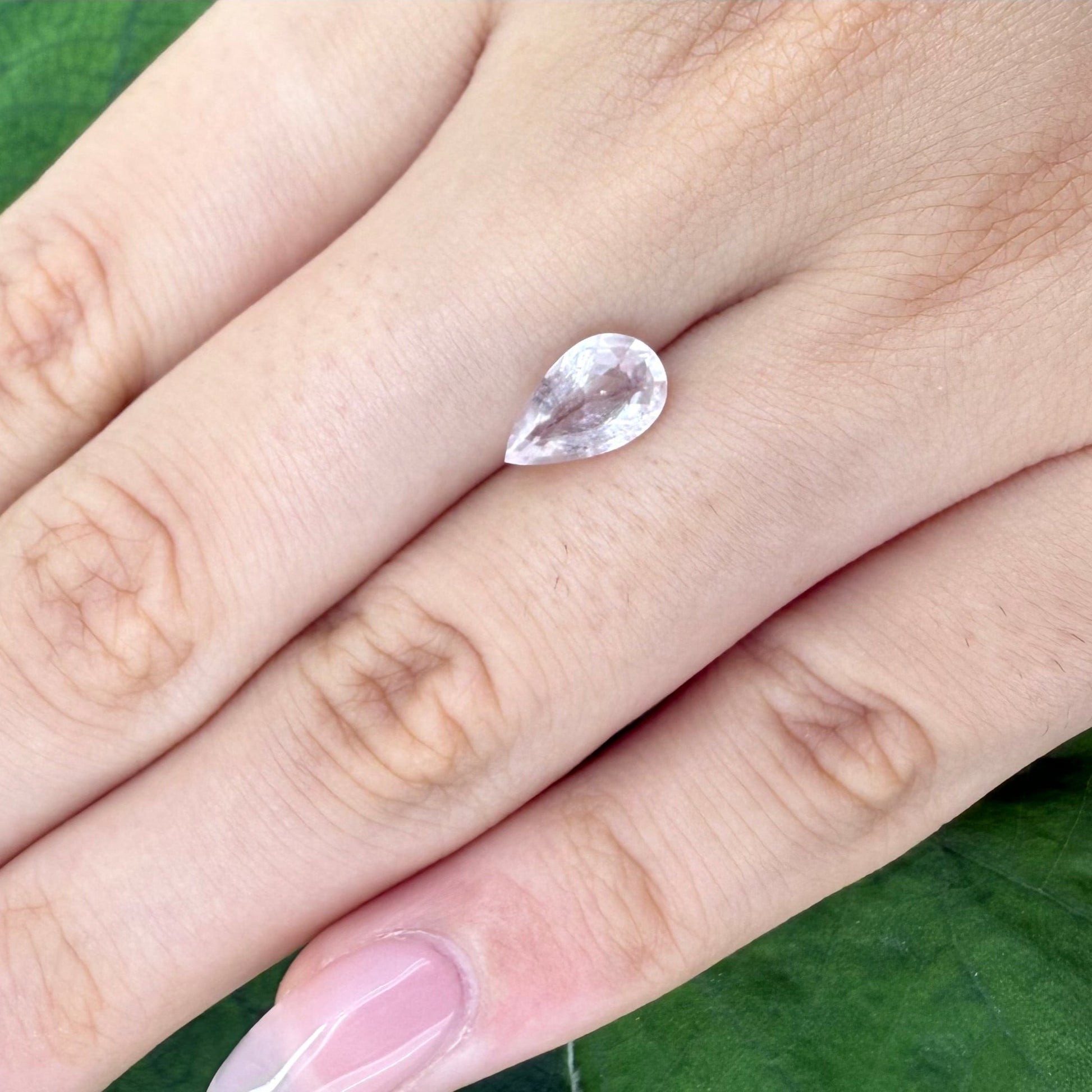 Natural Pale Pink Morganite gemstone, pear cut