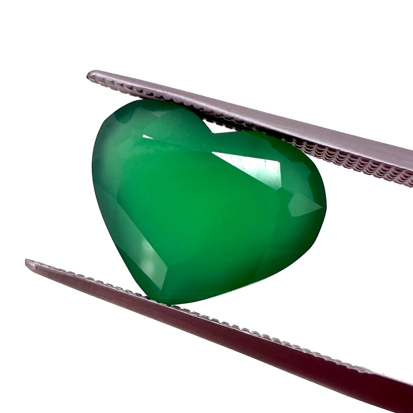 Vibrant Green Chalcedony Heart 6.47 Cts