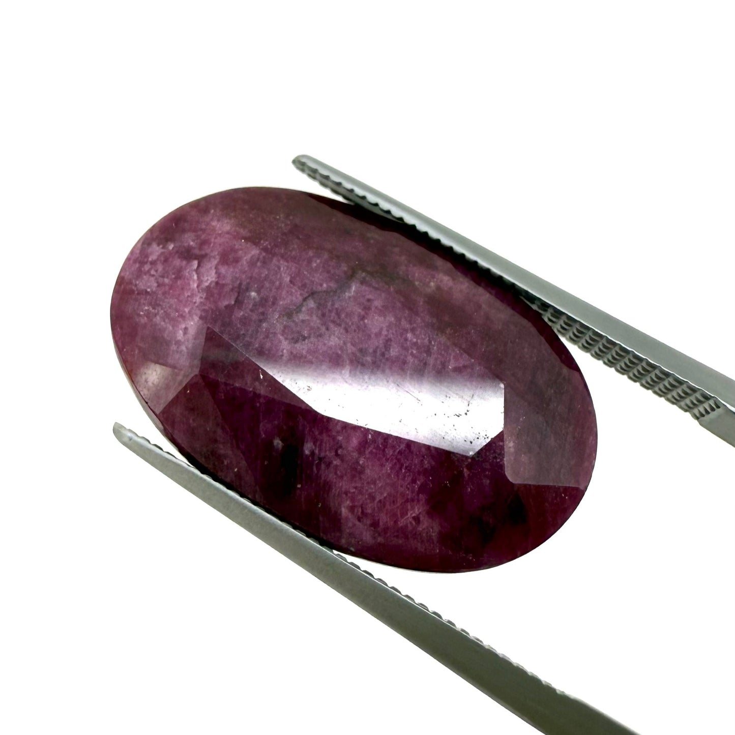 Big Bordeaux Red Marbled Ruby Oval 22.7 Ct