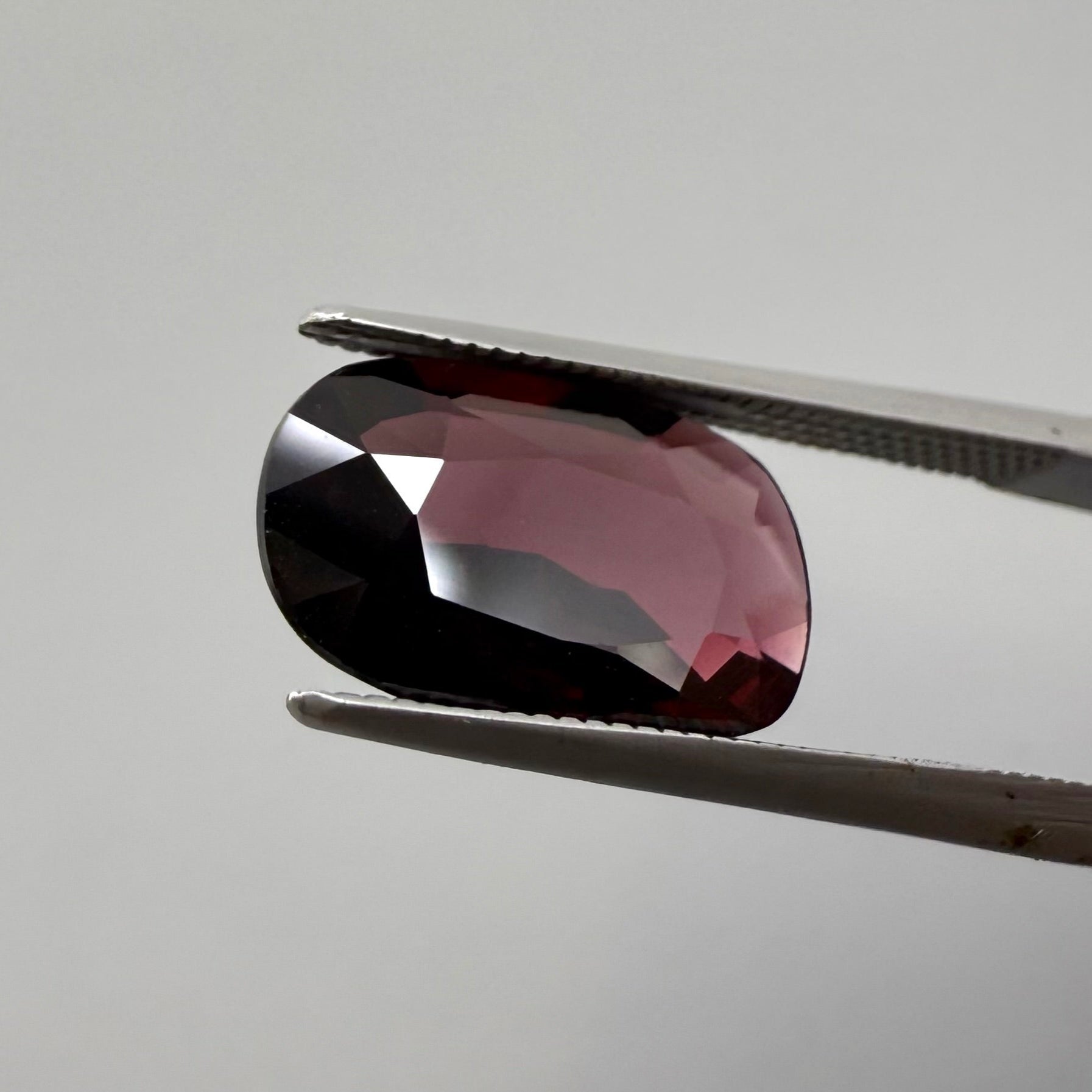 Natural Purple Red Rhodolite gemstone, cushion shape