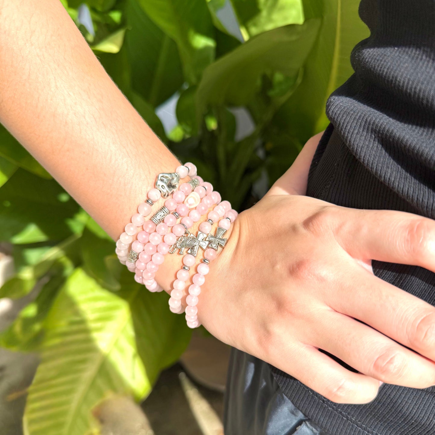 Rose Quartz Gemstone Bead Bracelet