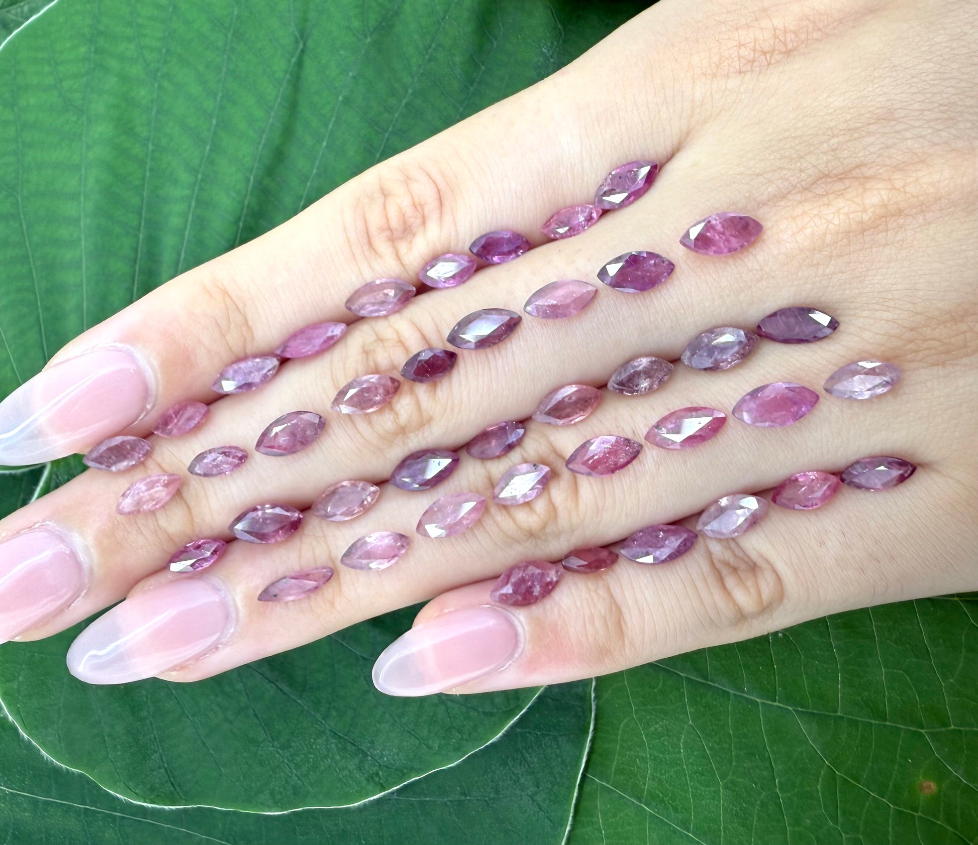 Natural Red Pink Peach Sapphire gemstone lot, marquise cut