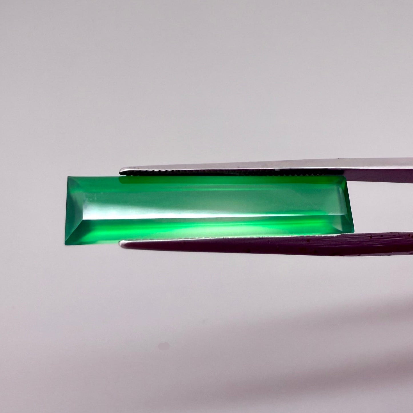 Bi-Color (Vibrant Green, White) Chalcedony Baguette 6.5 Ct