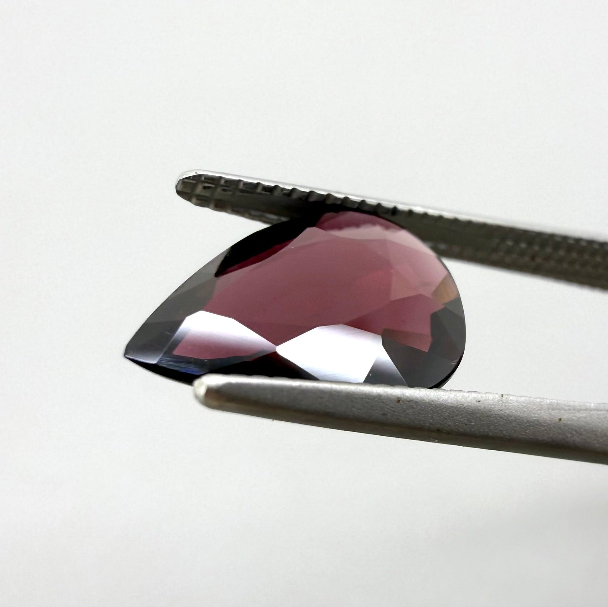 Natural Red Rhodolite gemstone, pear cut