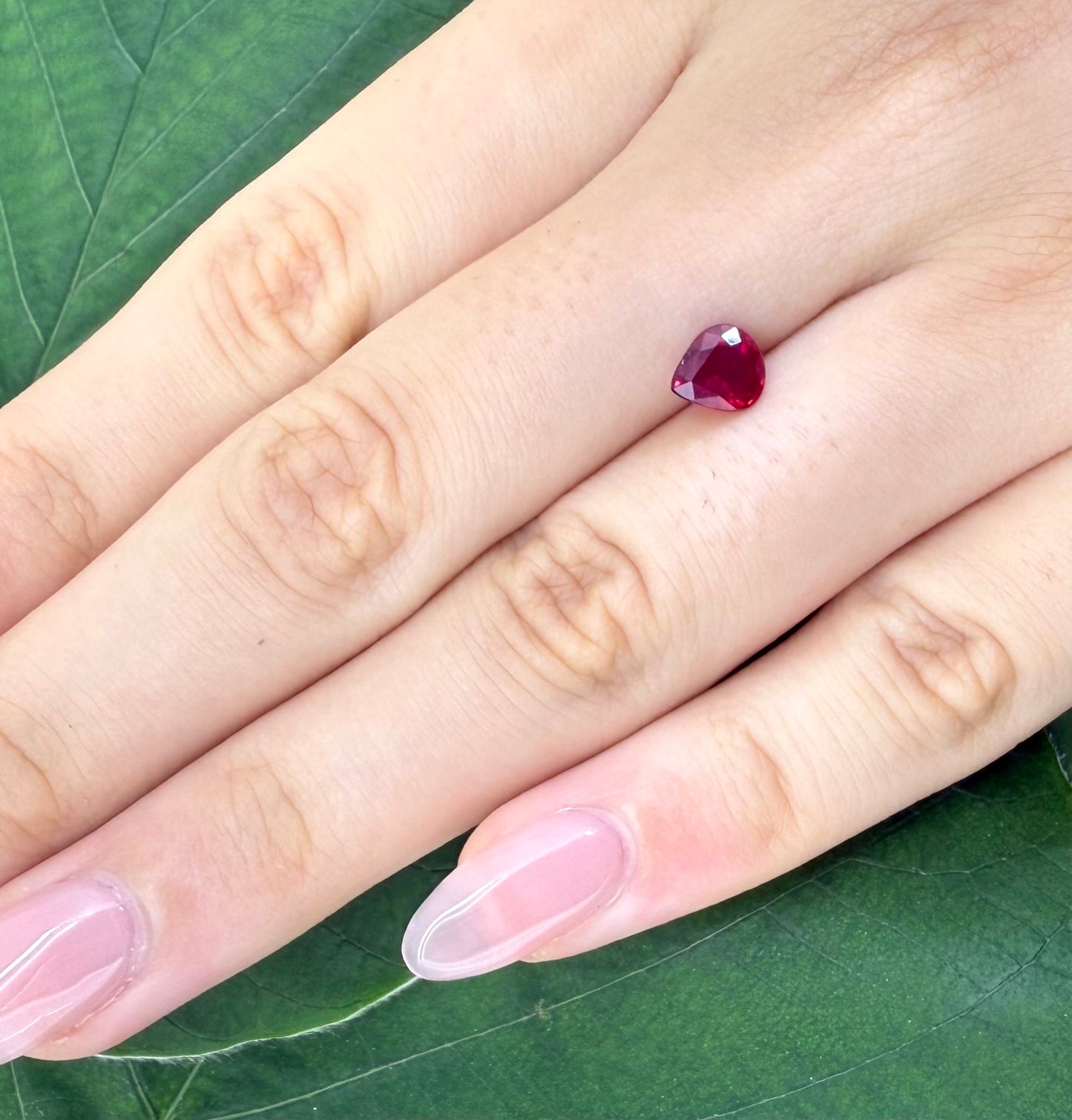 Pinkish Red Ruby Pear 0.97 Ct