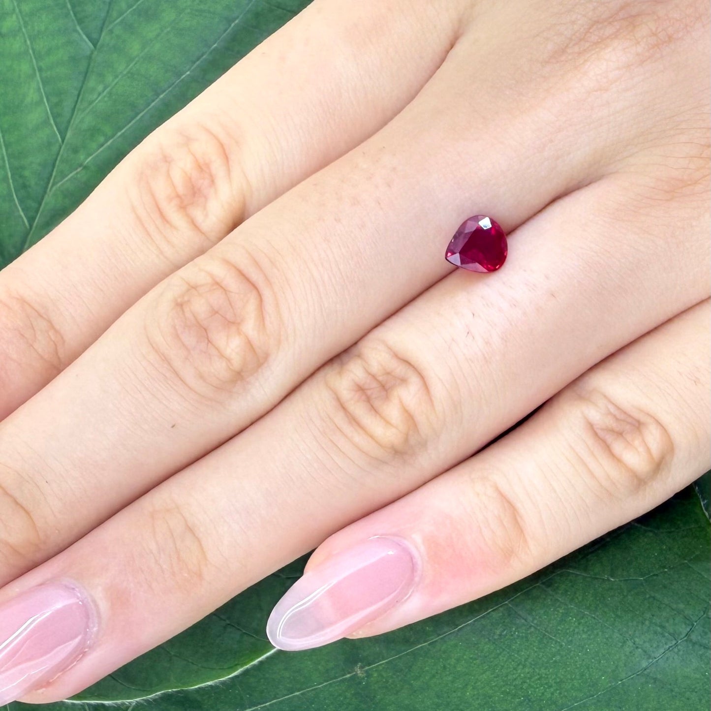 Natural Pinkish Red Ruby gemstone, pear cut
