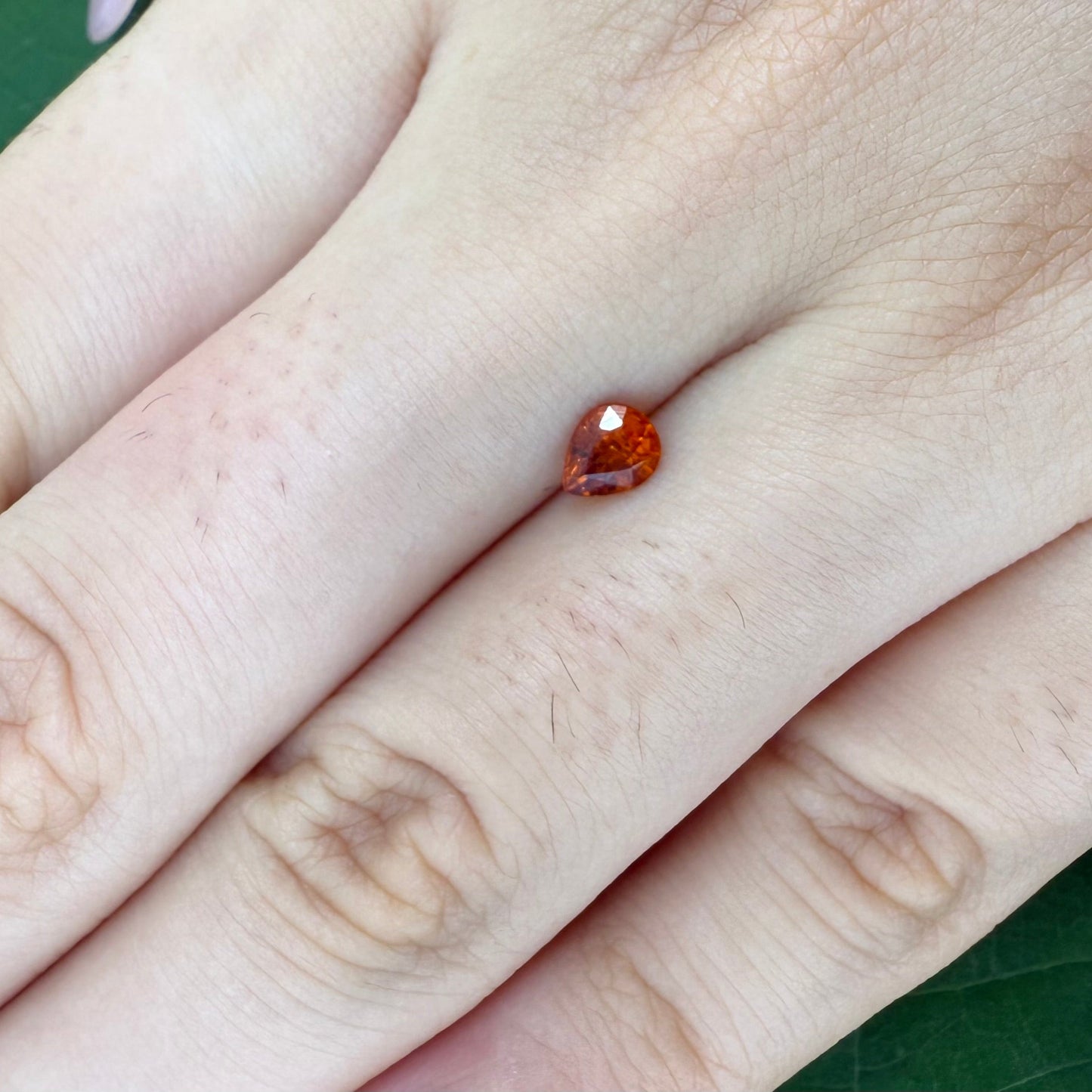 Natural Fiery Orange Spessartine gemstone, pear cut