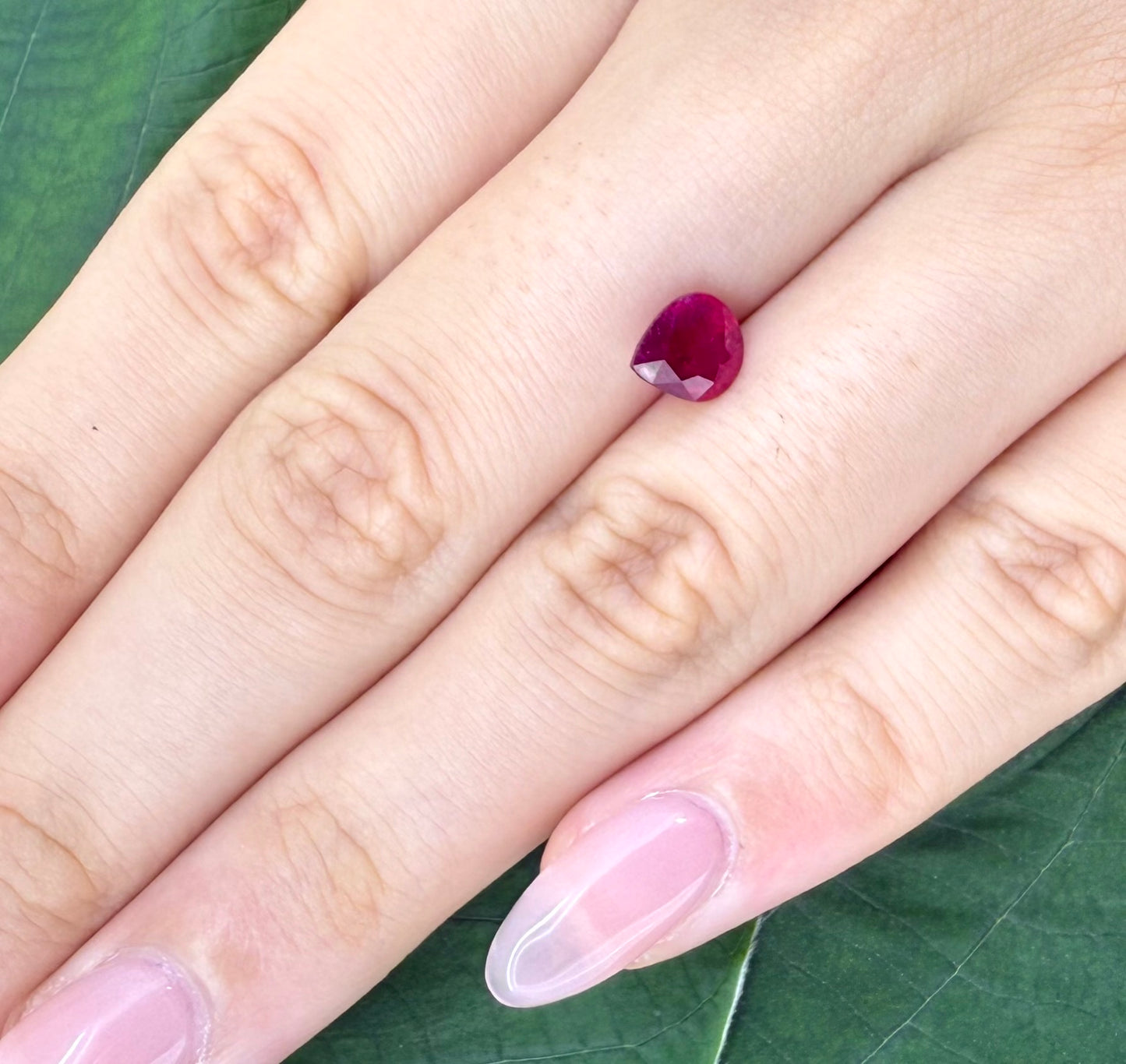 Pinkish Red Ruby Pear 1.39 Ct