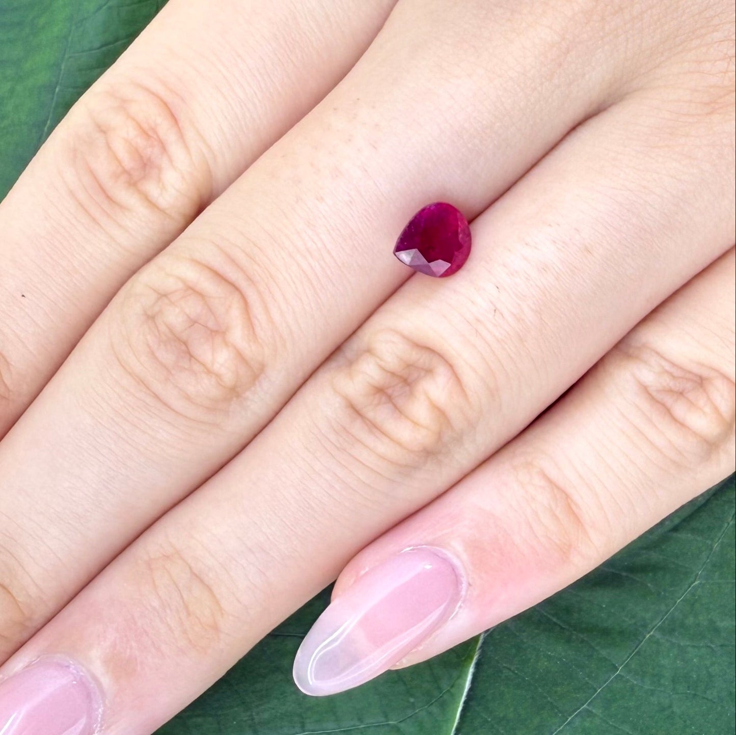 Natural Pinkish Red Ruby gemstone, pear cut