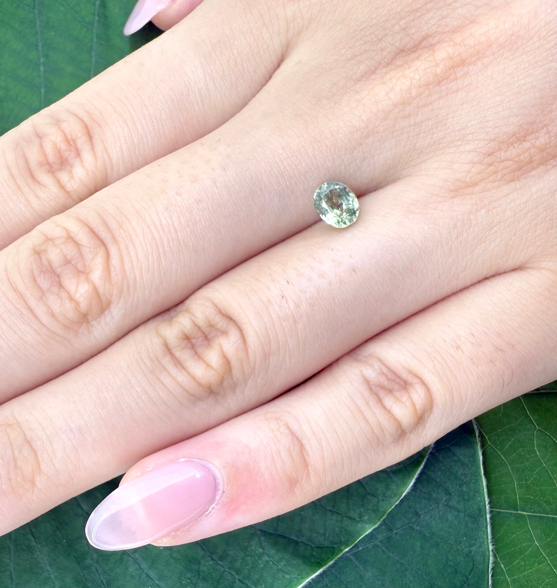 Natural Green Sapphire gemstone, oval cut