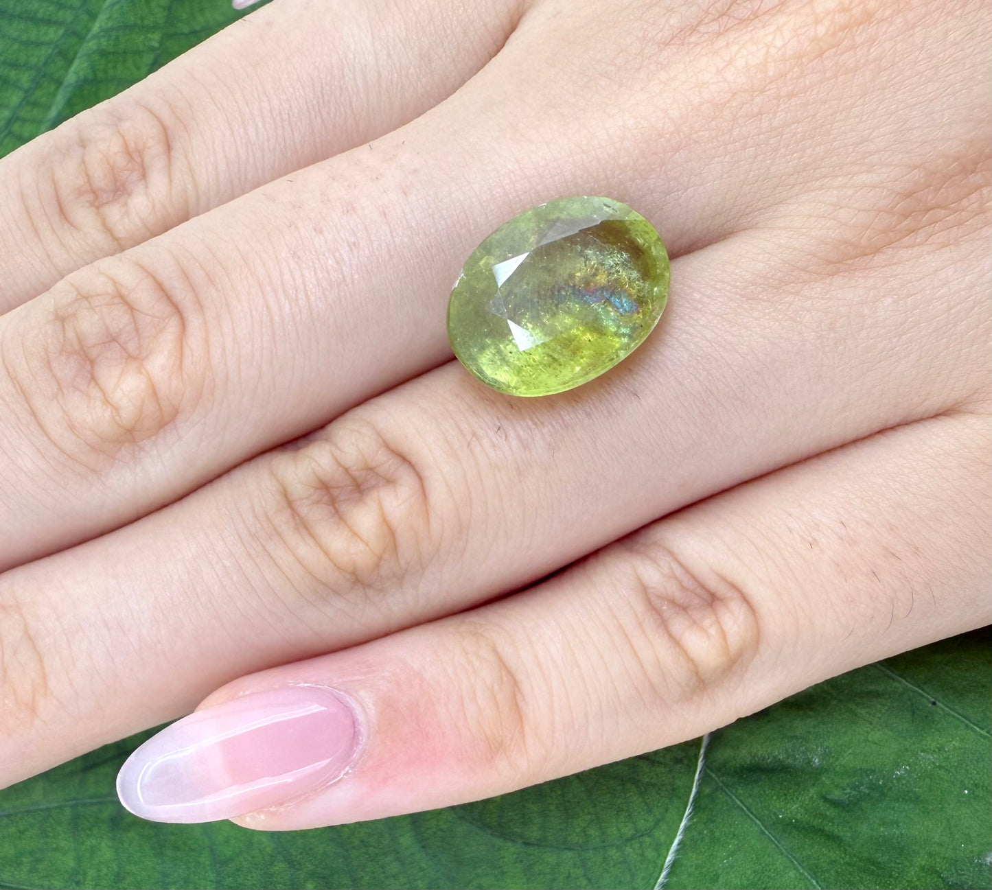 Green-Yellow Sphene Oval 8.93 Ct