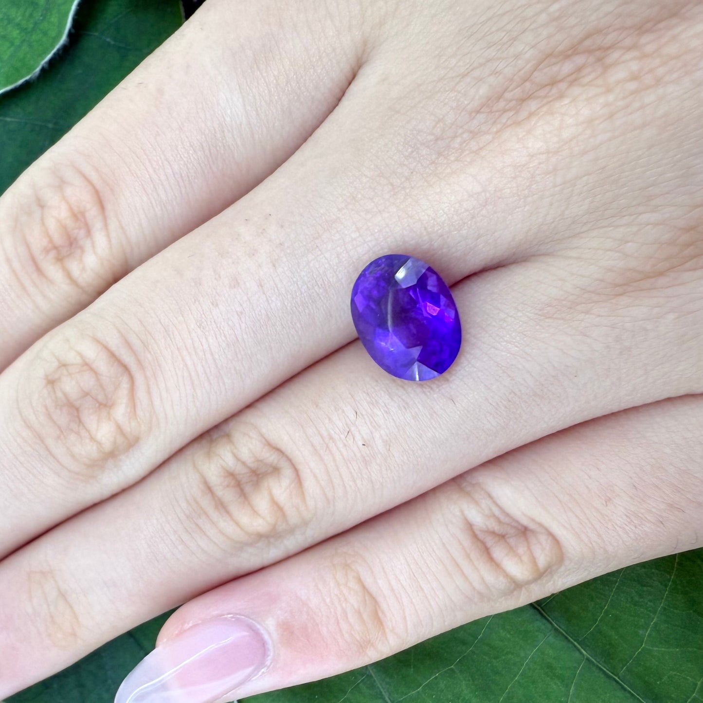 Natural Purple Pink Amethyst gemstone, oval cut