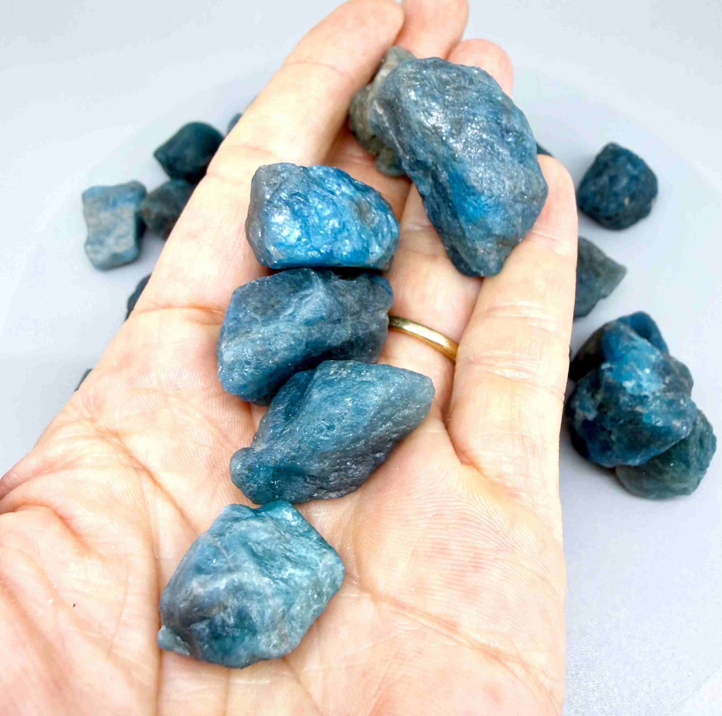 Natural apatite rough lot gemstones, green to blue-green apatite