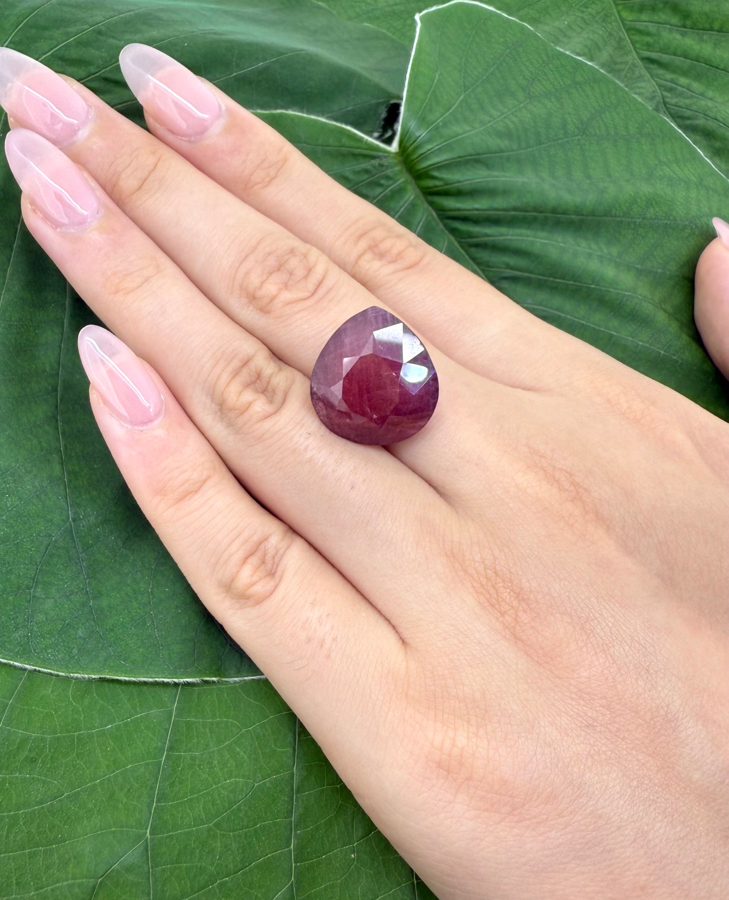 Big Dark Rusty Red Ruby Pear 21.6 Ct
