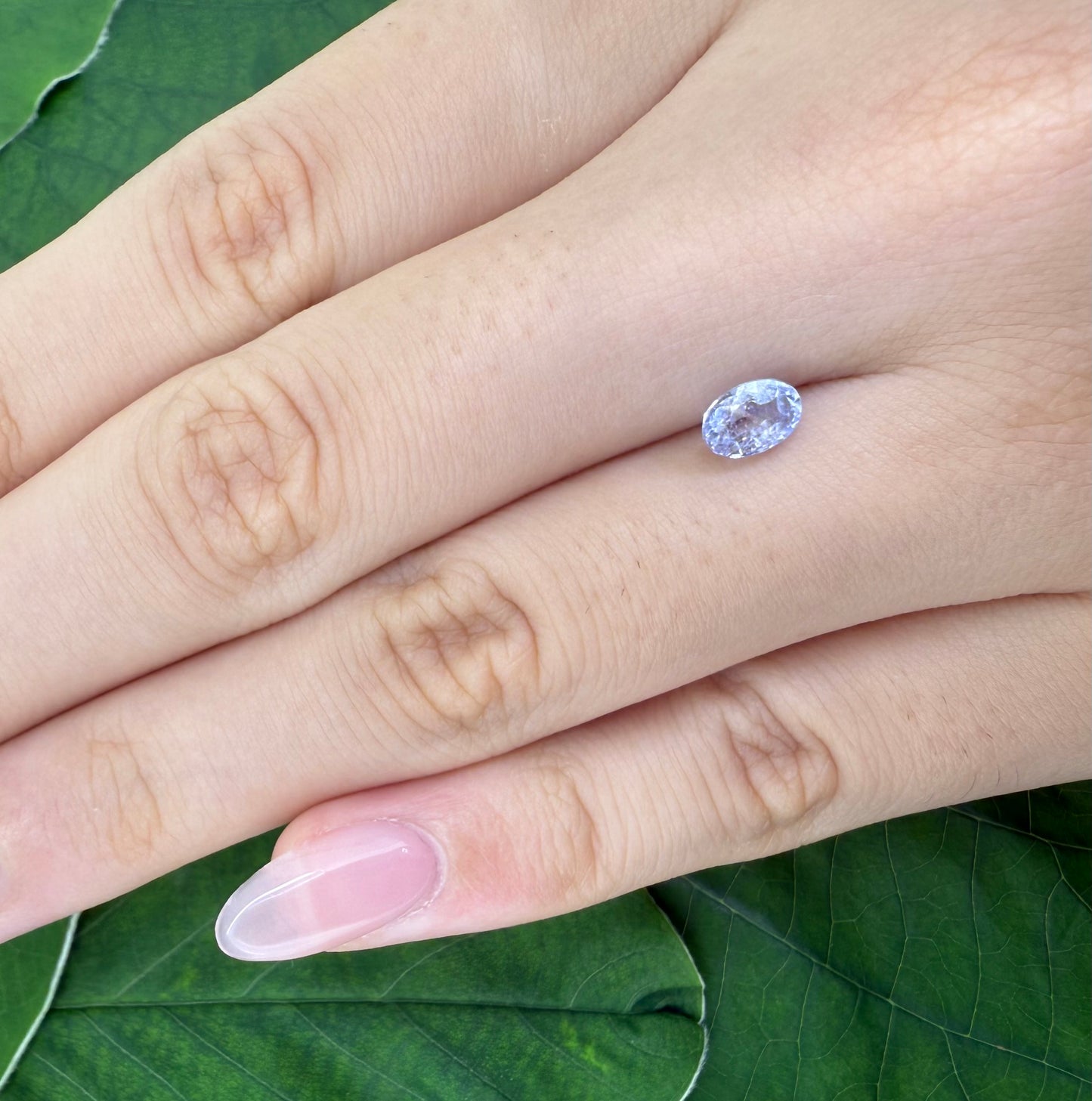 Pale Purplish Blue Hues Sapphire Oval 0.81 Ct