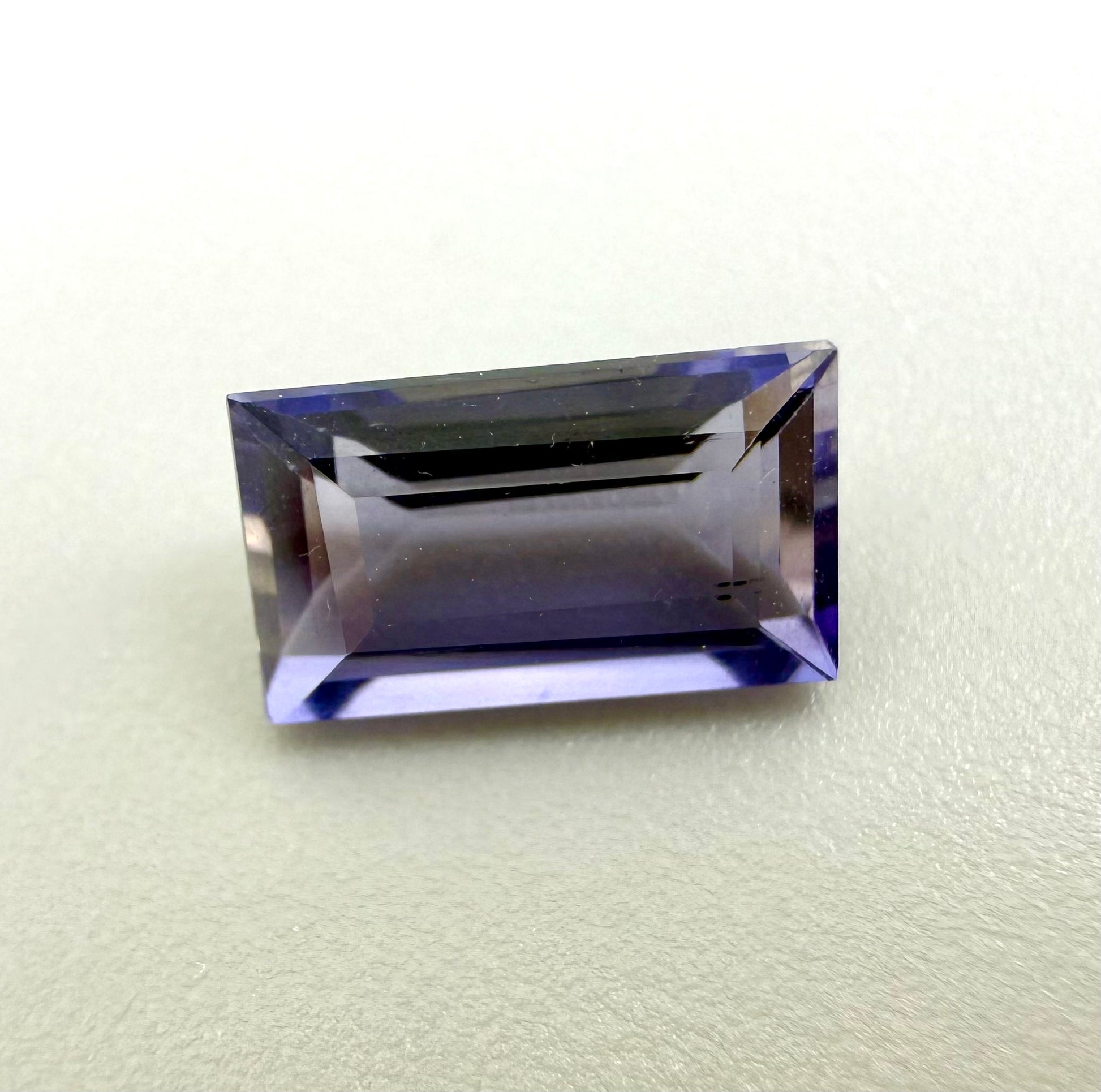 Natural Violet Iolite gemstone, baguette cut