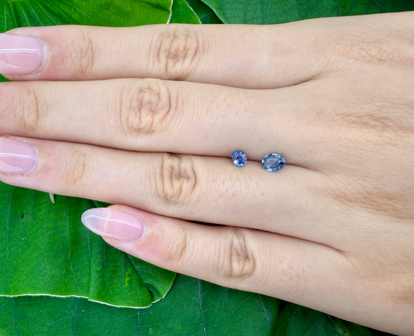 Bi-Color (Blue Green) Sapphire Set 0.7 Ct