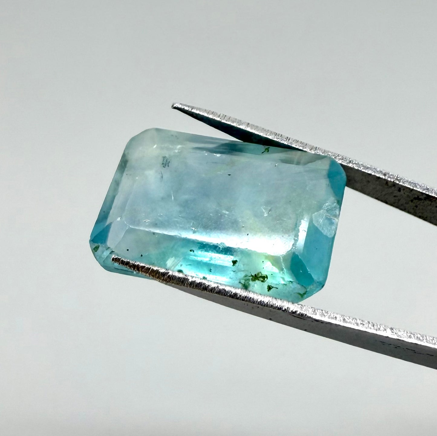 Big Bi-Color (Turquoise Yellow) Fluorite Emerald Cut 16.4 Ct