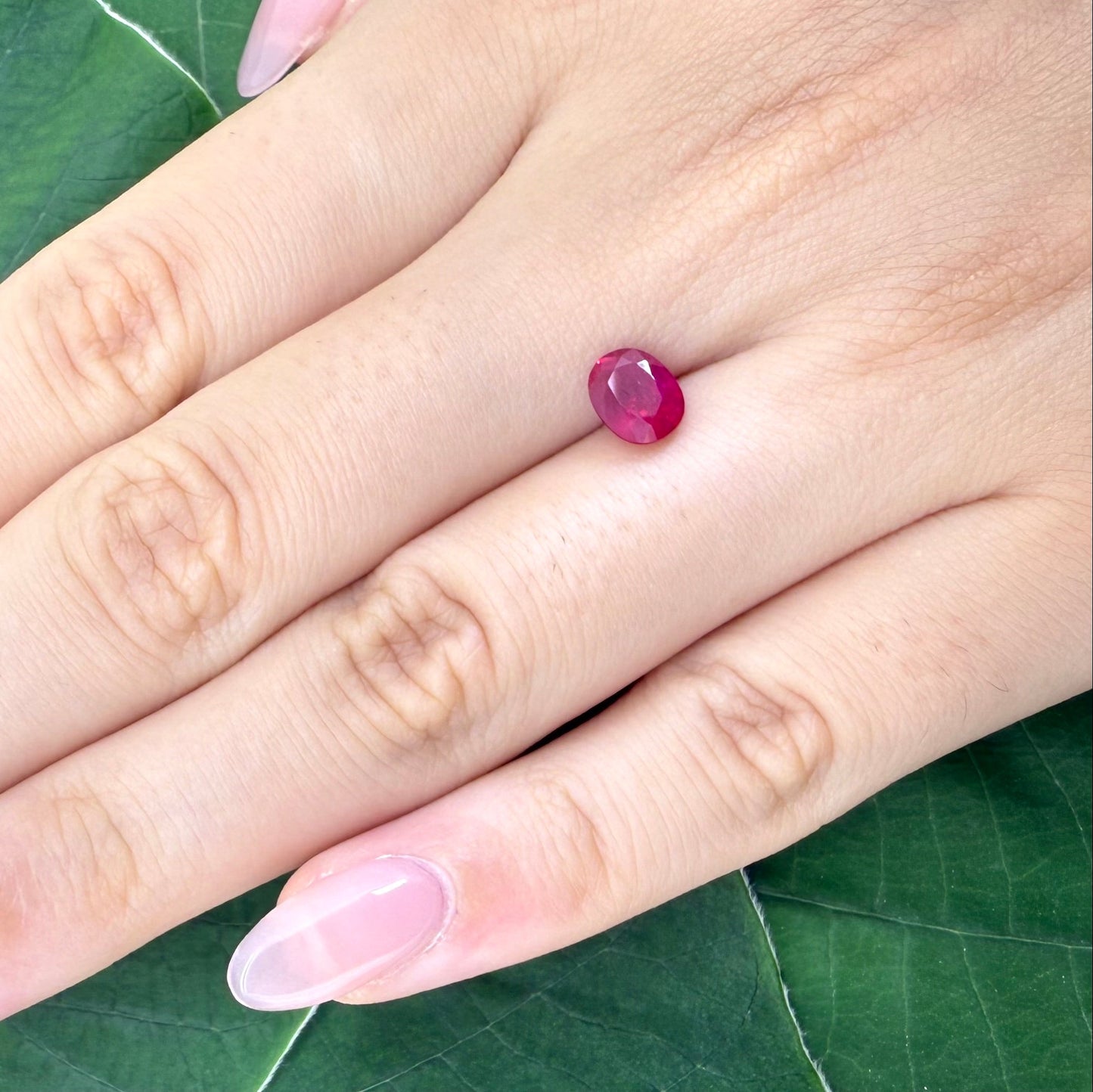 Natural Pinkish Red Ruby gemstone, oval cut