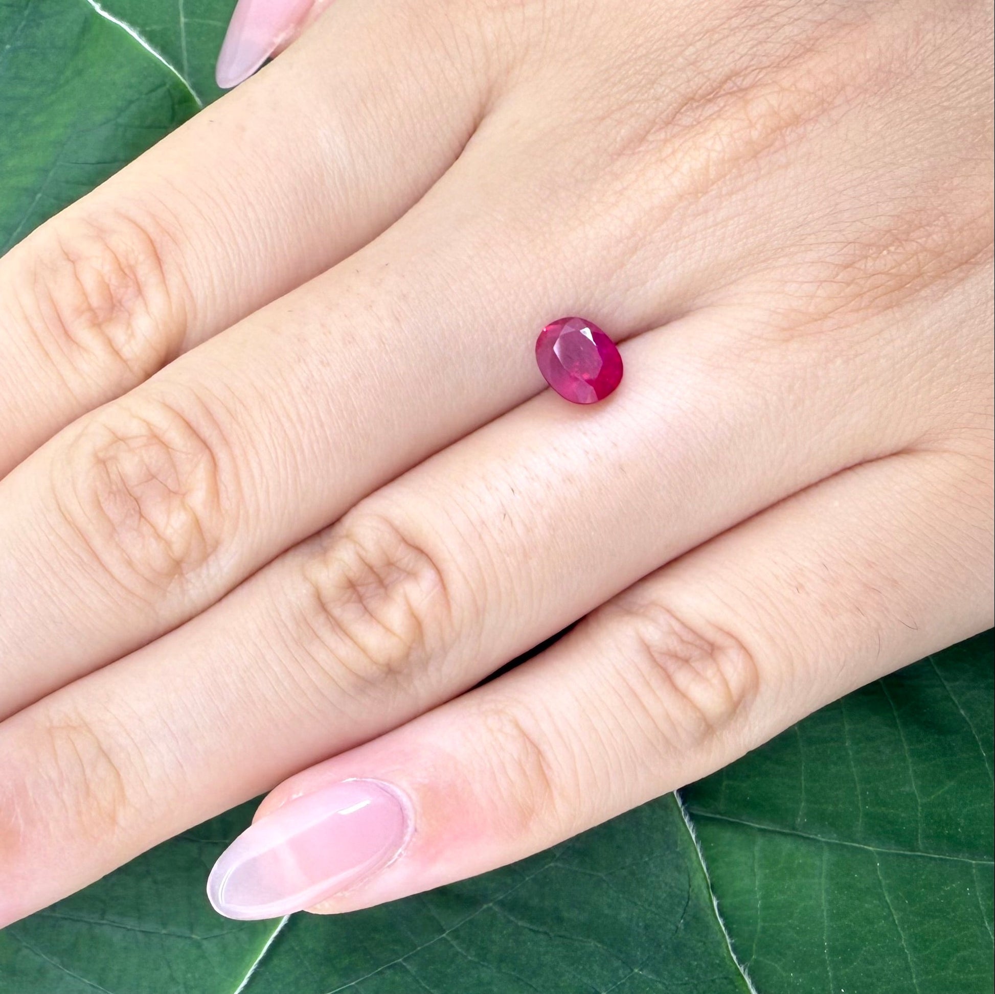 Natural Pinkish Red Ruby gemstone, oval cut