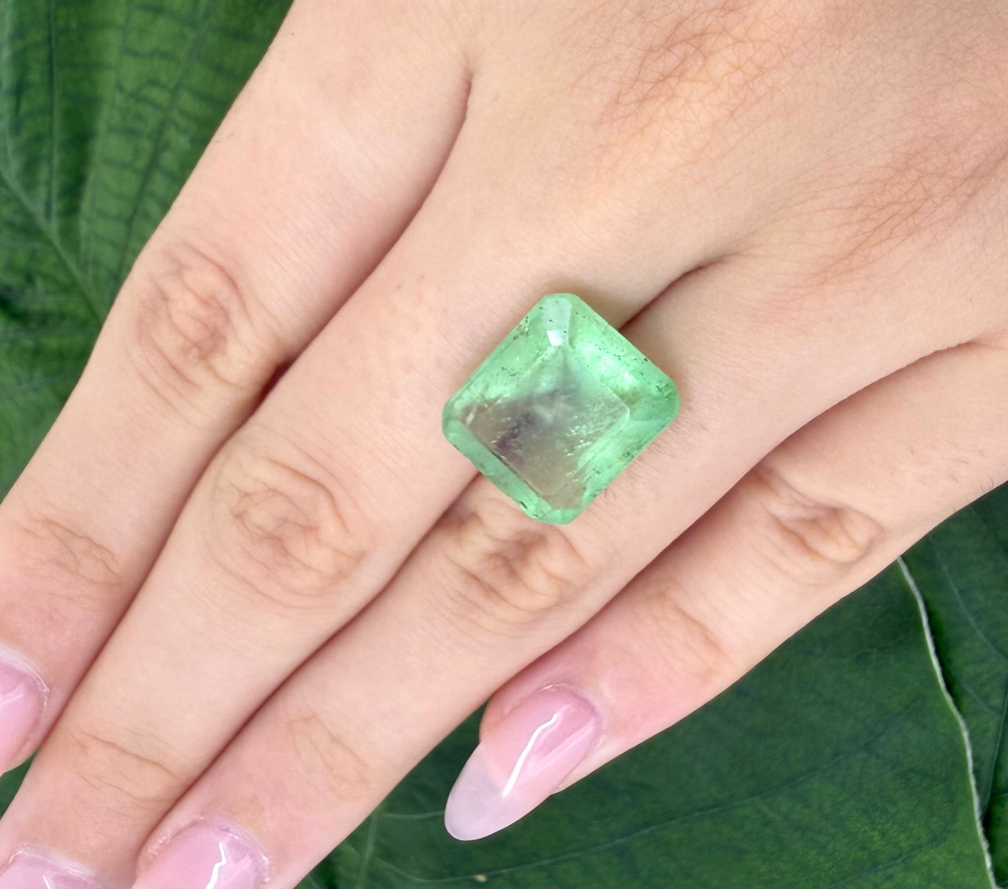 Big Turquoise Green Fluorite Emerald Cut 12.7 Ct