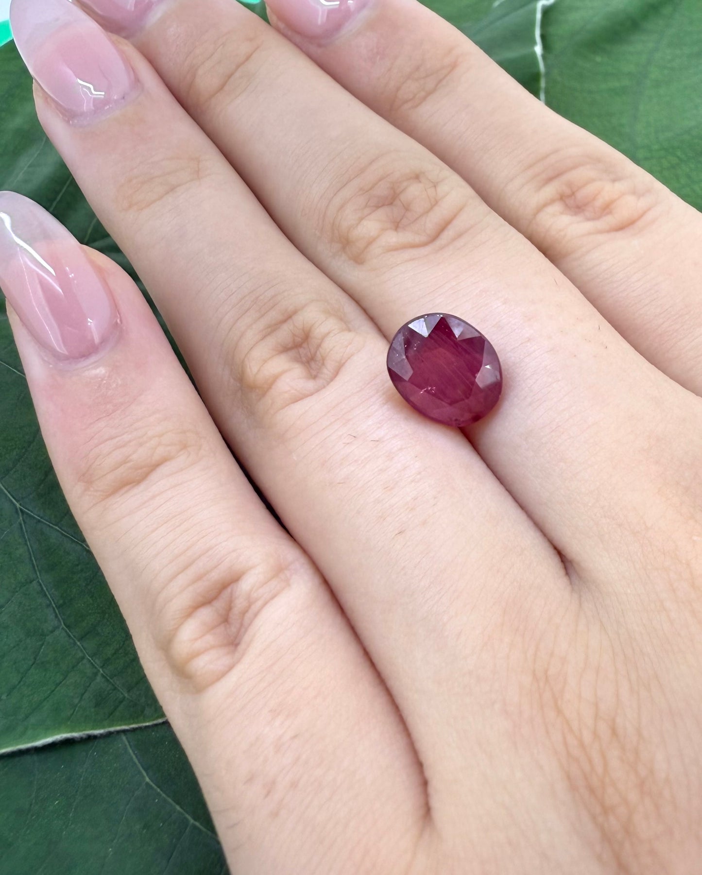 Pinkish Purplish Red Ruby Oval 3.7 Ct
