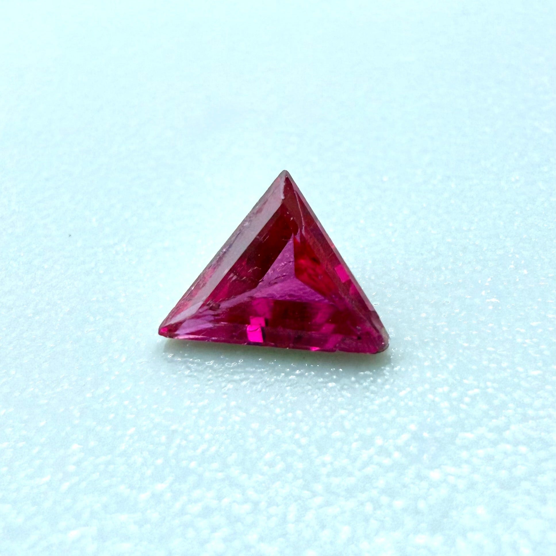 Natural Pink Red Ruby gemstone, triangle cut