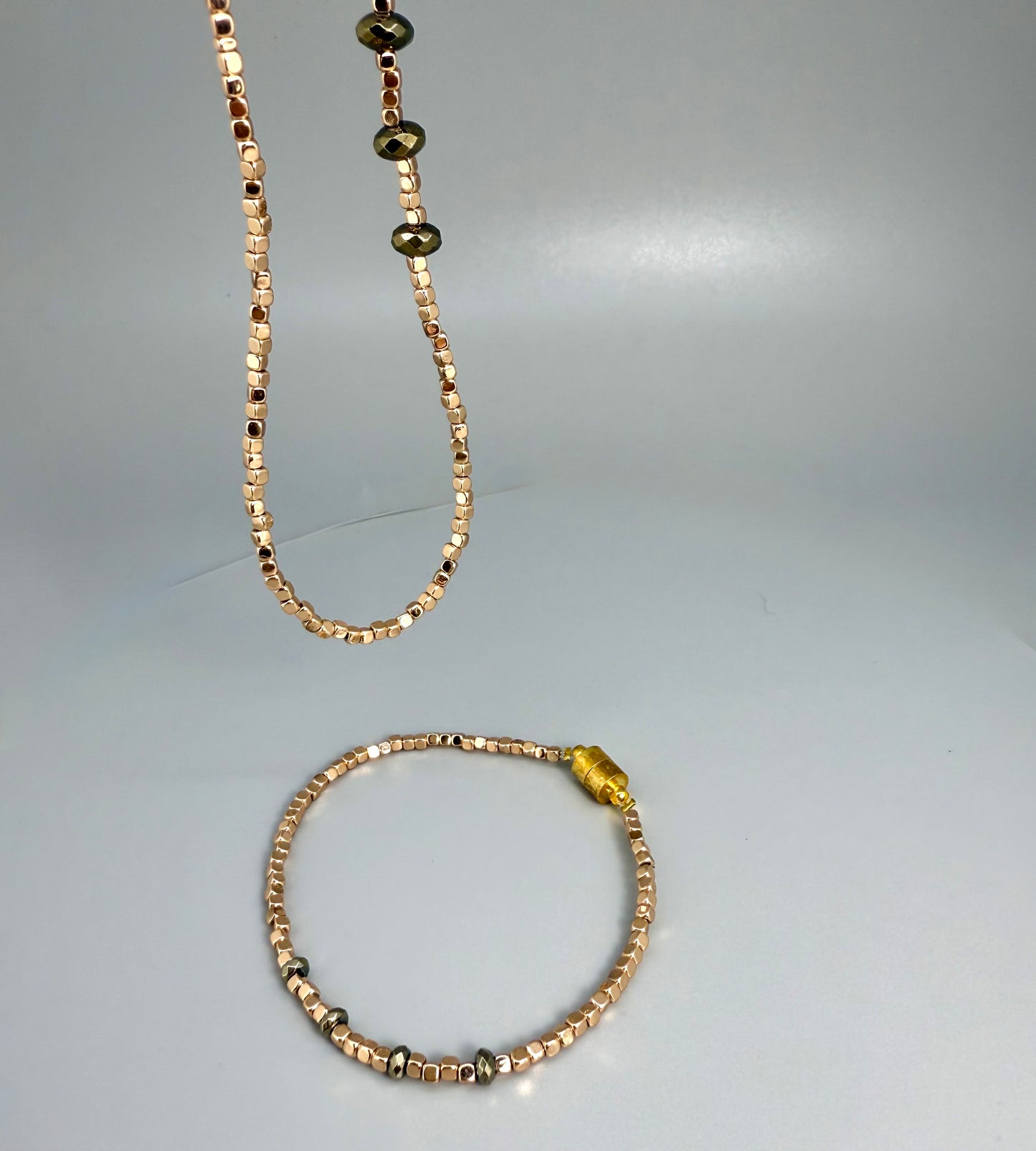 Fine natural Hematite gemstone beads necklace & bracelet