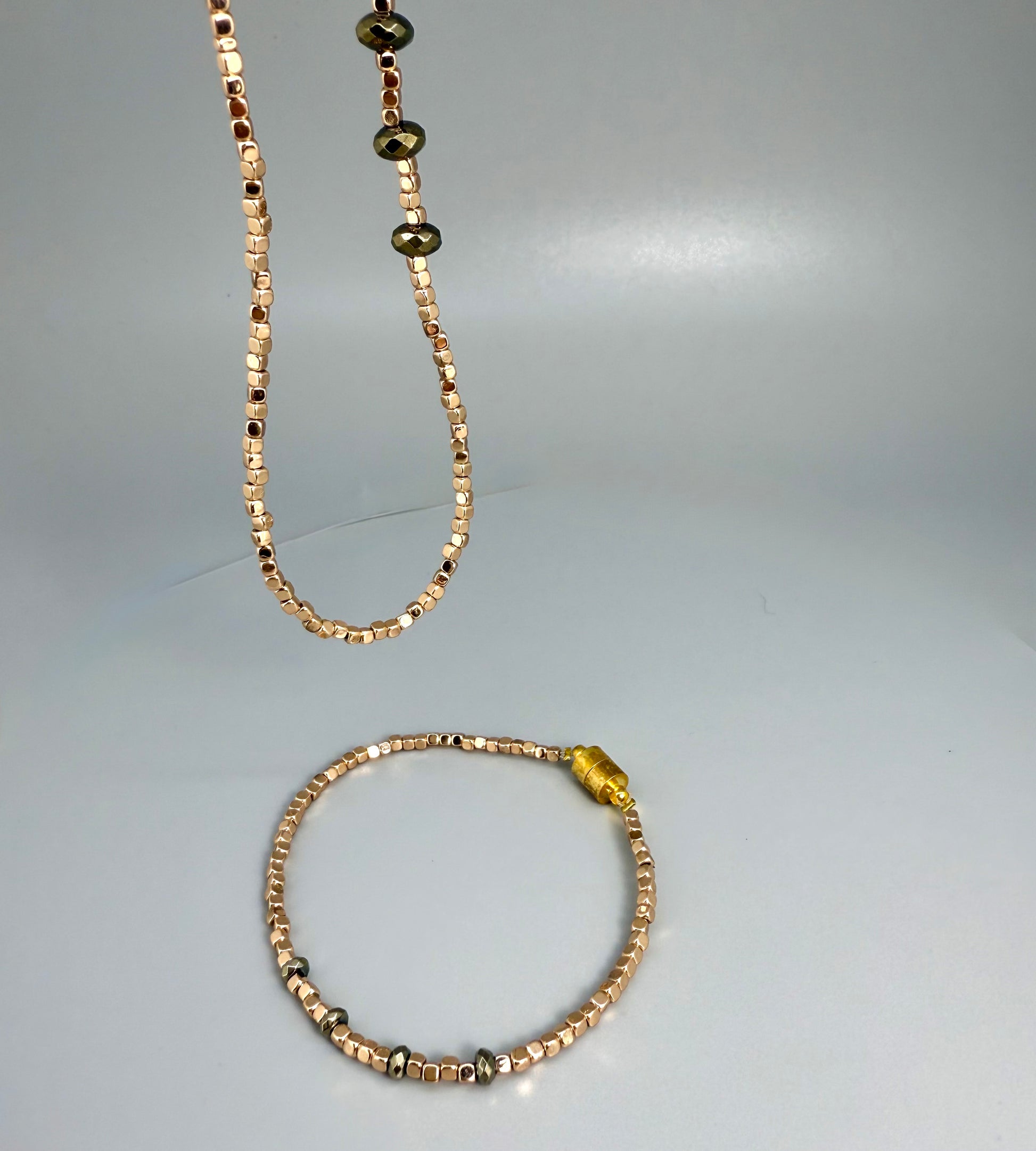 Fine natural Hematite gemstone beads necklace & bracelet