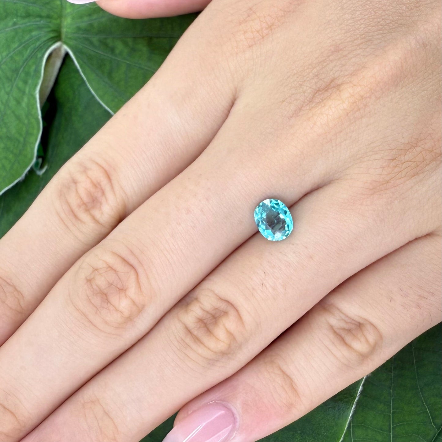 Natural Vibrant Blue Apatite gemstone, oval cut