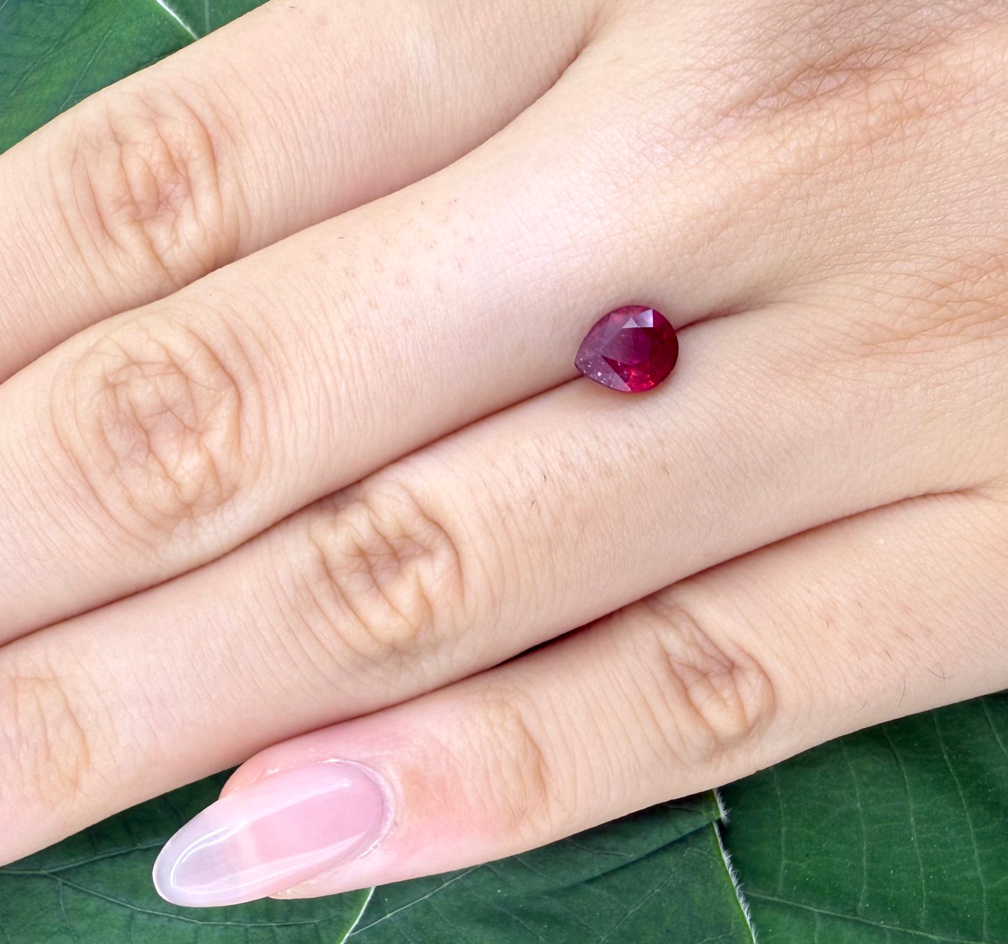 Pinkish Red Ruby Pear 1.18 Ct