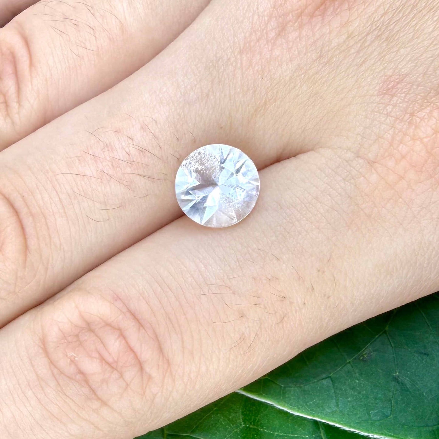 2.54 ct natural white quartz from Africa, round cut.