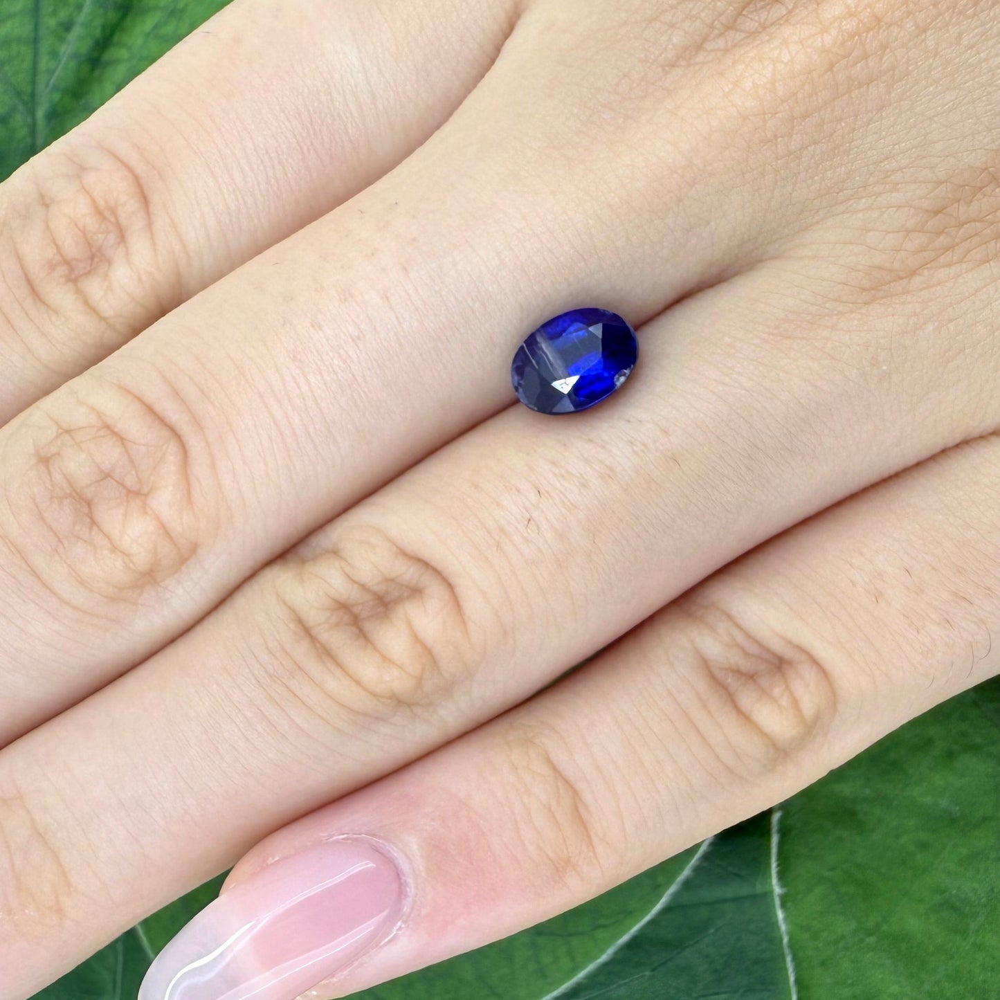 Natural Royal Blue, white stripe inclusions Kyanite gemstone, oval cut
