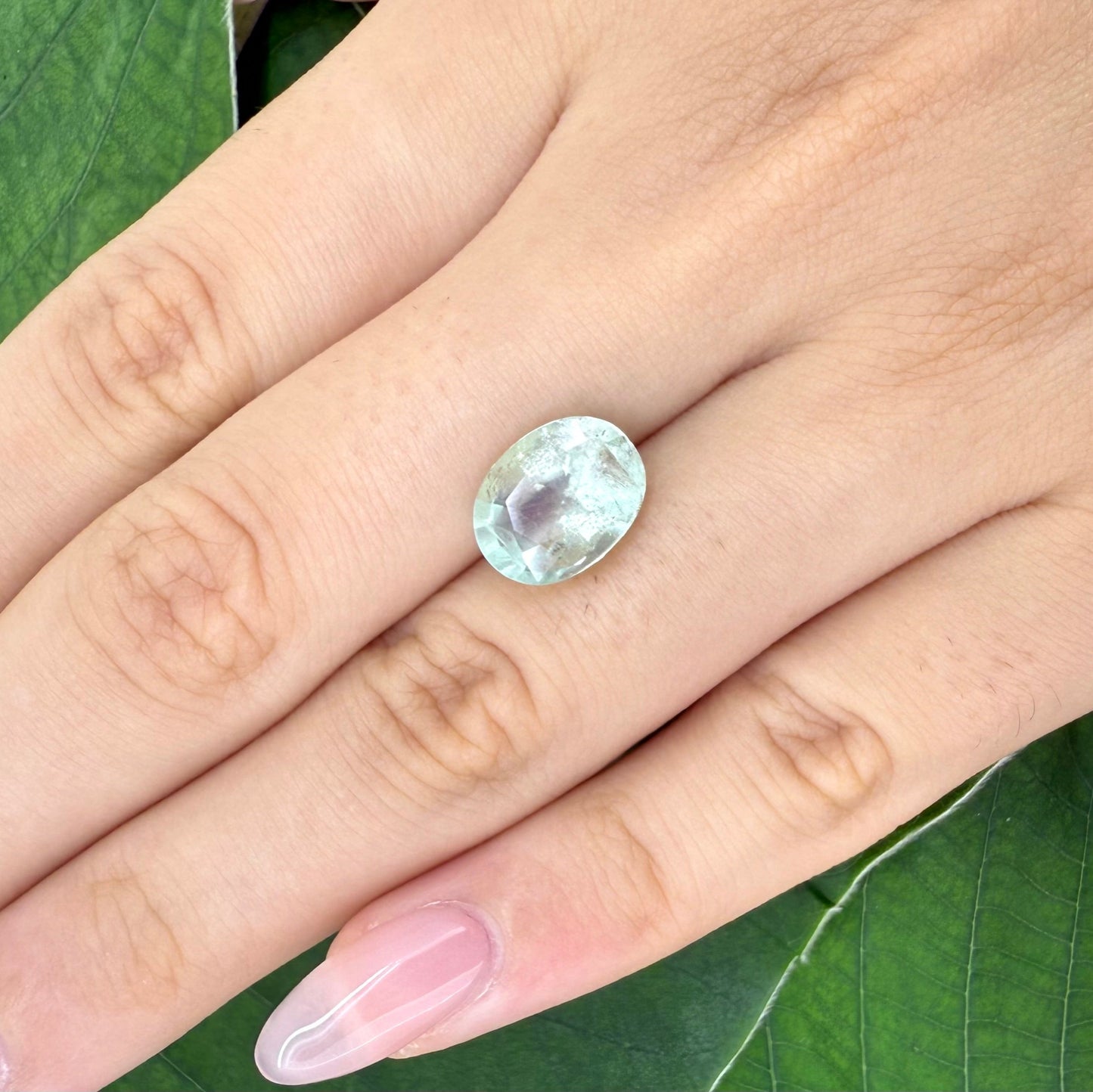 Natural Pale Turquoise Apatite gemstone, oval cut