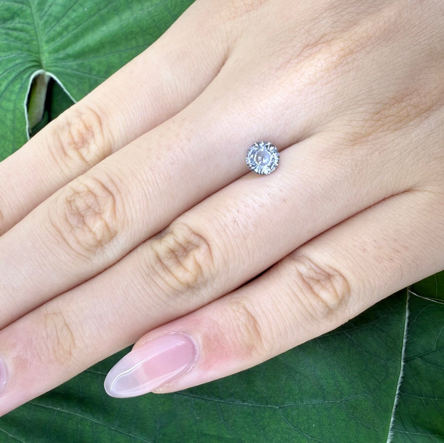 Natural Pale Grey Spinel gemstone, round cut