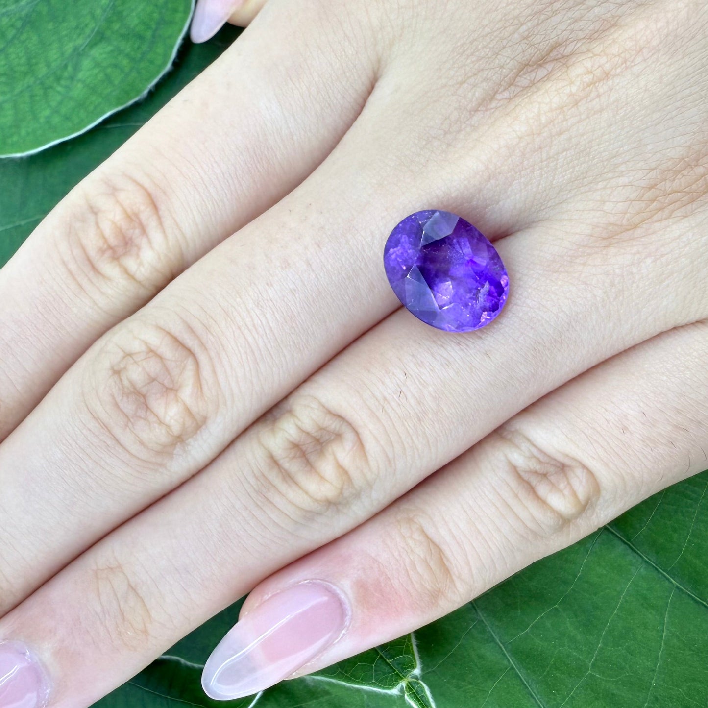 Natural Purple Pink Amethyst gemstone, oval